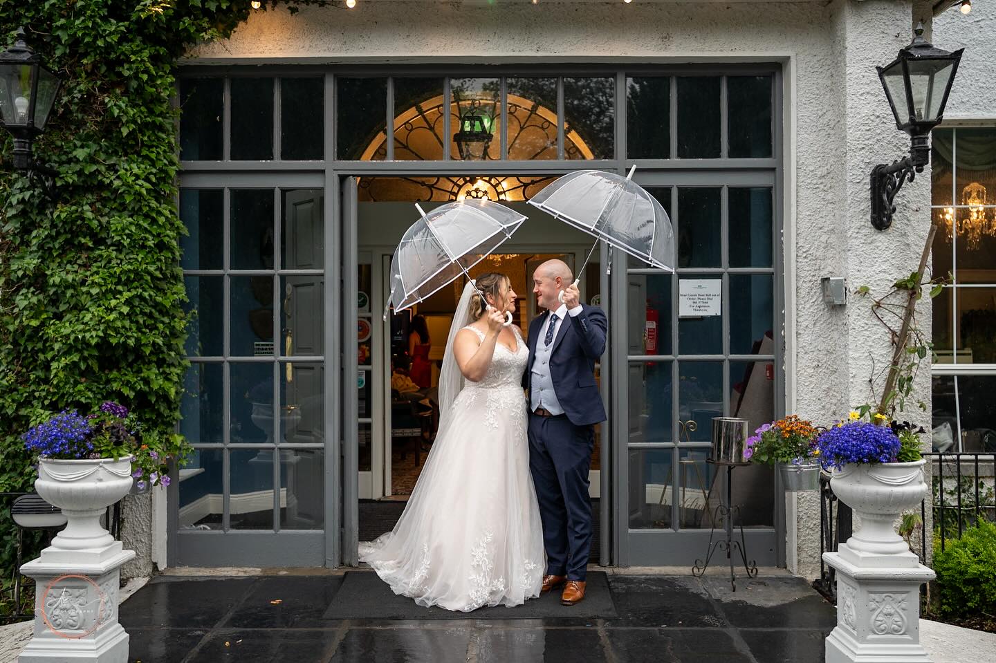 In the summertime when the weather is fine.. bring umbrellas ☔️😅 Fab idea for this Summer wedding! #irishsummerwedding #umbrellawedding #castleoakshotel