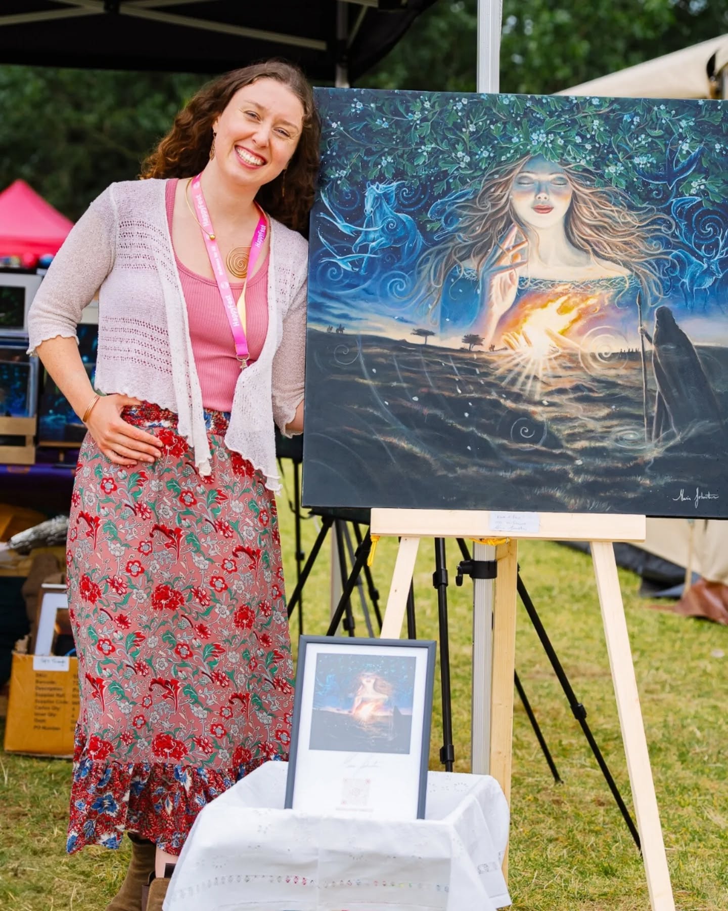 Two weekends ago, I brought Ériu across the border to the North for @happyfestni, right in the heart of Belfast - and wow, it felt deeply significant. 🔥💚
Bridging the border with my art is something I’ve been holding the intention for, and this feels like the beginning of that unfolding.
What a weekend. Truly. I was so honoured to exhibit once again alongside my dear friend and fellow visionary artist @clairefalconerart, who brought Brigid’s fire to life in her newest painting (pictured here). A goddess power duo - North and South, united and whole. She, the land, knows no borders. 🔥
There were so many powerful moments. Tears flowed from festivalgoers, and I connected with incredible northerners who felt like soul family. I had a big emotional release myself afterwards - so much moved through me. 😭
Massive thanks to the beautiful souls Mark and Kylie from @bekindincense for having us join them once again. They are pure gold - so generous and kind, letting us trail with their magical incense brand this summer. ❤️🙏
So much love and gratitude to everyone who stopped by to chat, shared kind words about the art, and supported us by purchasing prints. 🙏🙏🙏
This is just the beginning - I can't wait for more exhibitions and events in the North. Yeeeeeeow! 🔥
📸Huge big thank you to @tracysteelephotography
For these beautiful and well captured photos of our setup in the day! 🙏✨️
#belfast #eriu #brigid #visionary #visionaryart #VisionÉire #goddess #Irishgoddesses #irishart #irishartist #artwork #celticart #myth #mythology #mythological #mythologicalart #mythicart #irishvisionaryart #eire #UnitedIreland #North #northernireland