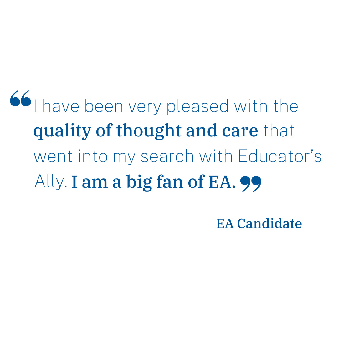 At EA, our personalized approach sets us apart from other search firms. If you're thinking about a job search in the independent school world, contact us. Link in bio.
.
.
.
#educatorsally #indyschools #privateschools #boardingschools #dayschools #education #jobsearch #jobsearching #teachers #teacherjobs #teaching #teachingjobs
