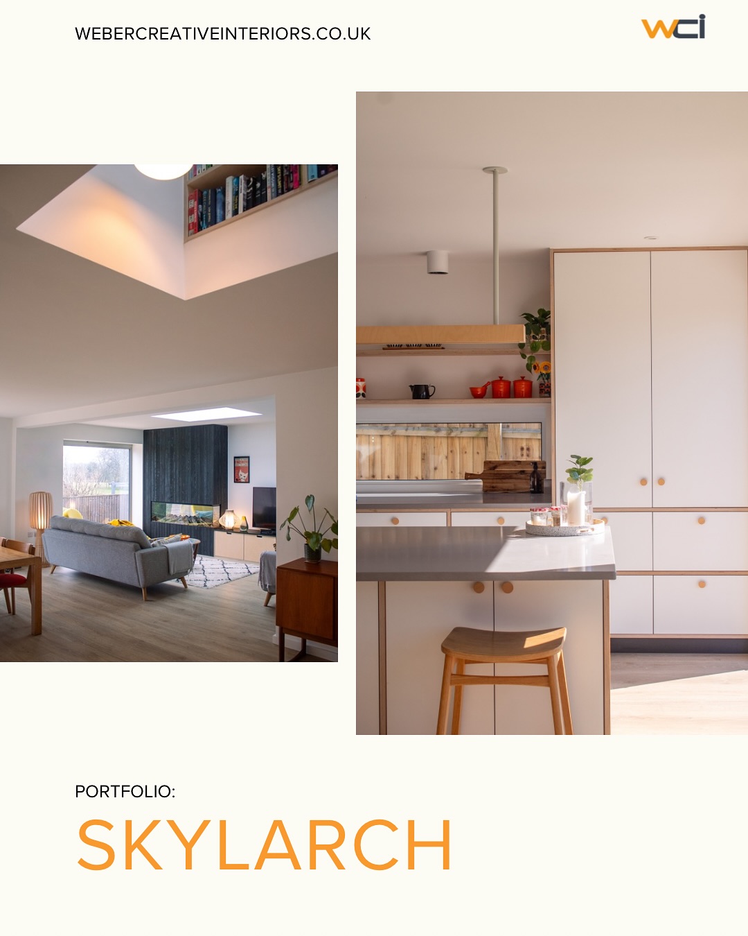A light-filled contemporary family home. The kitchen’s plywood cabinetry and blue and white fronts are lifted with playful orange details, creating a space that’s calm but full of character.
Beyond the kitchen, Skylarch unfolds into a series of crafted moments: A bespoke book wall that climbs towards the skylight, a striking black timber fireplace anchoring the lounge, concealed storage that keeps living areas serene, and a welcoming entrance bench with hidden drawers. Every space is designed to work beautifully and feel unmistakably personal.
#bespokecarpentry #modernliving #craftedspaces #interiordesign #warmmodernism #thoughtfulliving