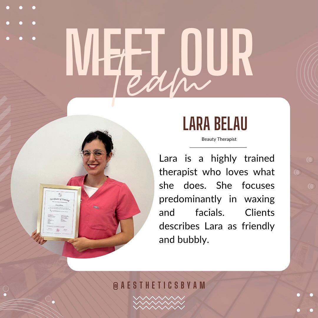 Meet Lara our new beauty therapist. Lara has been on an intense training program with myself for the last month and a half and has 50% off only until the end of this month.