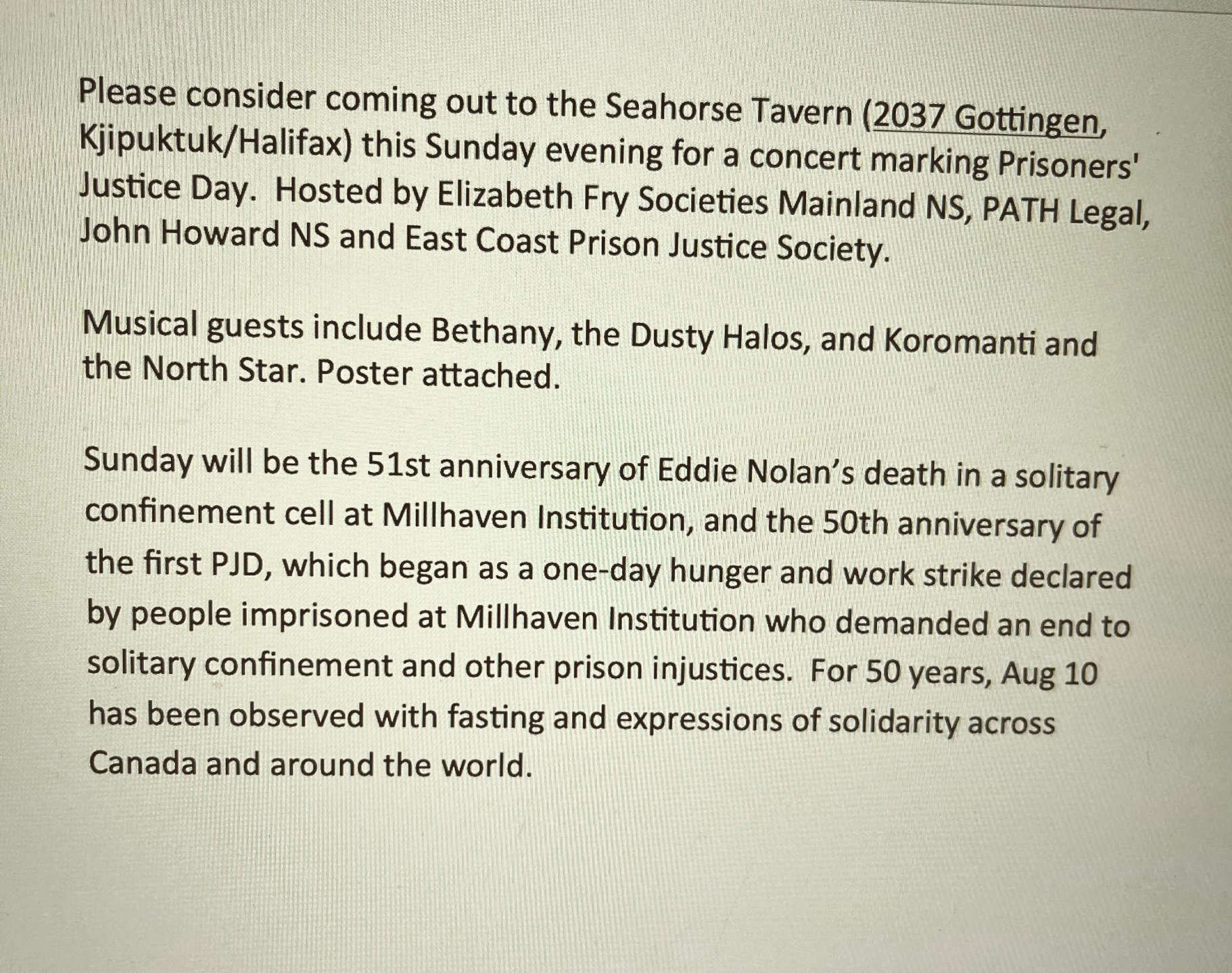 Nova Scotia allys, if you are in Halifax or the surrounding area please come out.