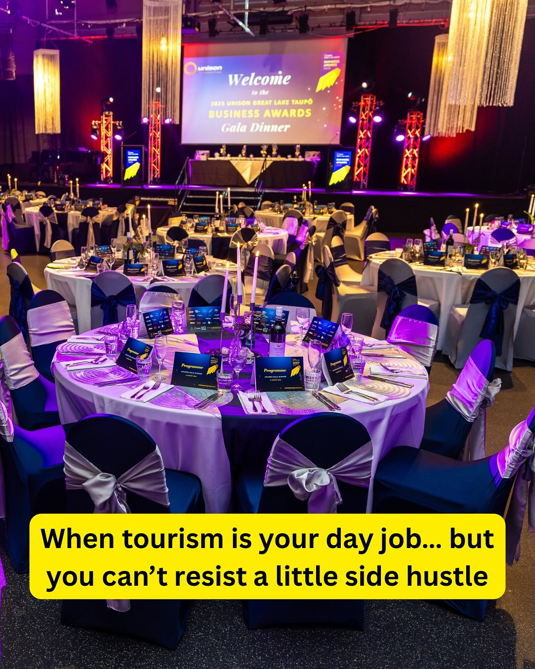 💡 Tourism is my day job… but I couldn’t resist this side hustle.
This year I added a little sparkle to my calendar by convening the 2025 Unison Great Lake Taupō Business Awards ✨
Think: local flavour, fun surprises, streamlined entries, and on-demand webinars instead of in-person workshops. The result? More than a few people have called it the best awards night ever. 💛
Now it’s back to my happy place in tourism marketing - but if you’ve got an activation, event or tourism campaign that needs a little magic… my inbox is open.
Photos by the super talented @lisa.robinsonphotography
#TourismMarketing #EventManagement #SideHustleWithStyle #TaupoBusinessAwards #DestinateNZ