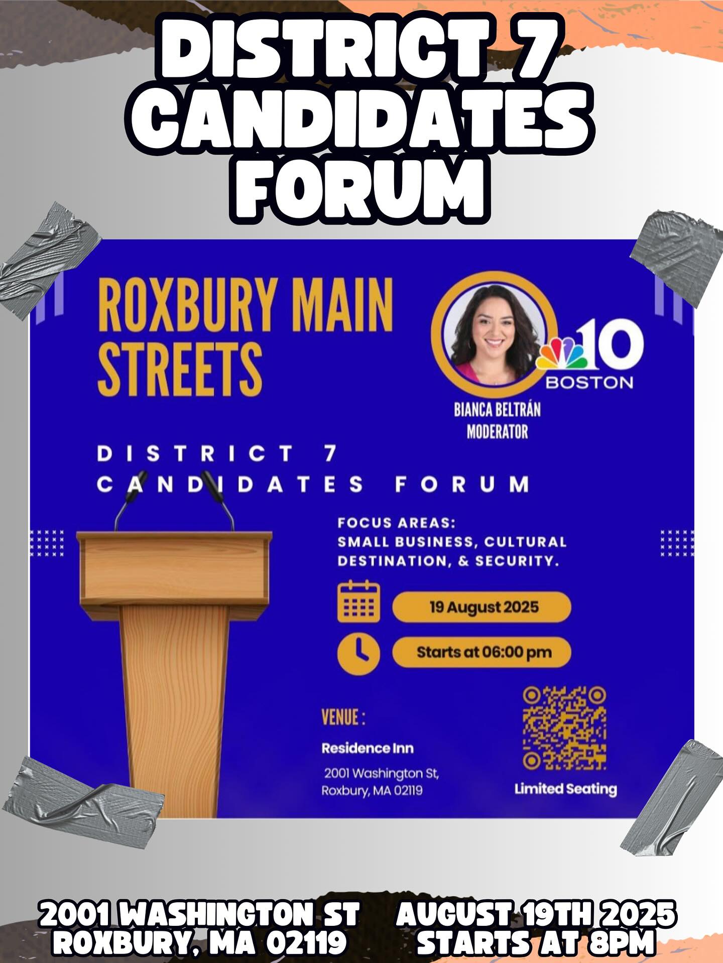 We are proud partners of the District 7 Candidates Forum presented by Roxbury Main Streets on August 19th, 2025. Feel free to join us!
#District7 #roxbury #community #communitysupport #boston