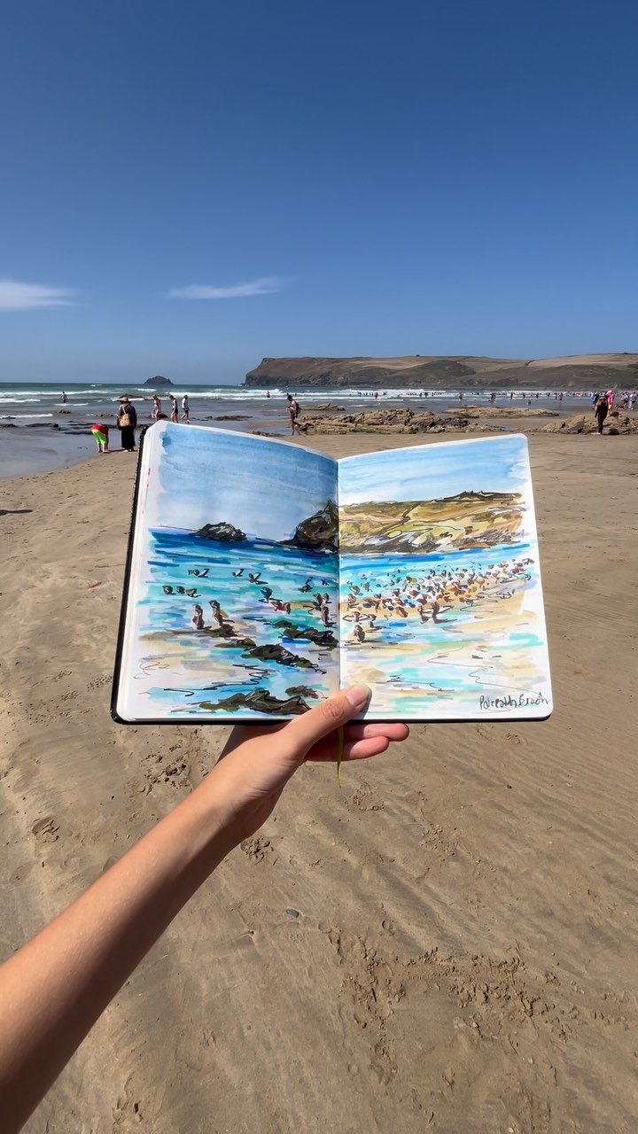 A summer day at Polzeath beach 🏖️
#art #artwork #artist #sketch #drawing #sketchbook #sketchbookpage #sketchbookdrawing #sketchbookart #polzeath #polzeathbeach #cornwall #summer #beach #foryou #fyp