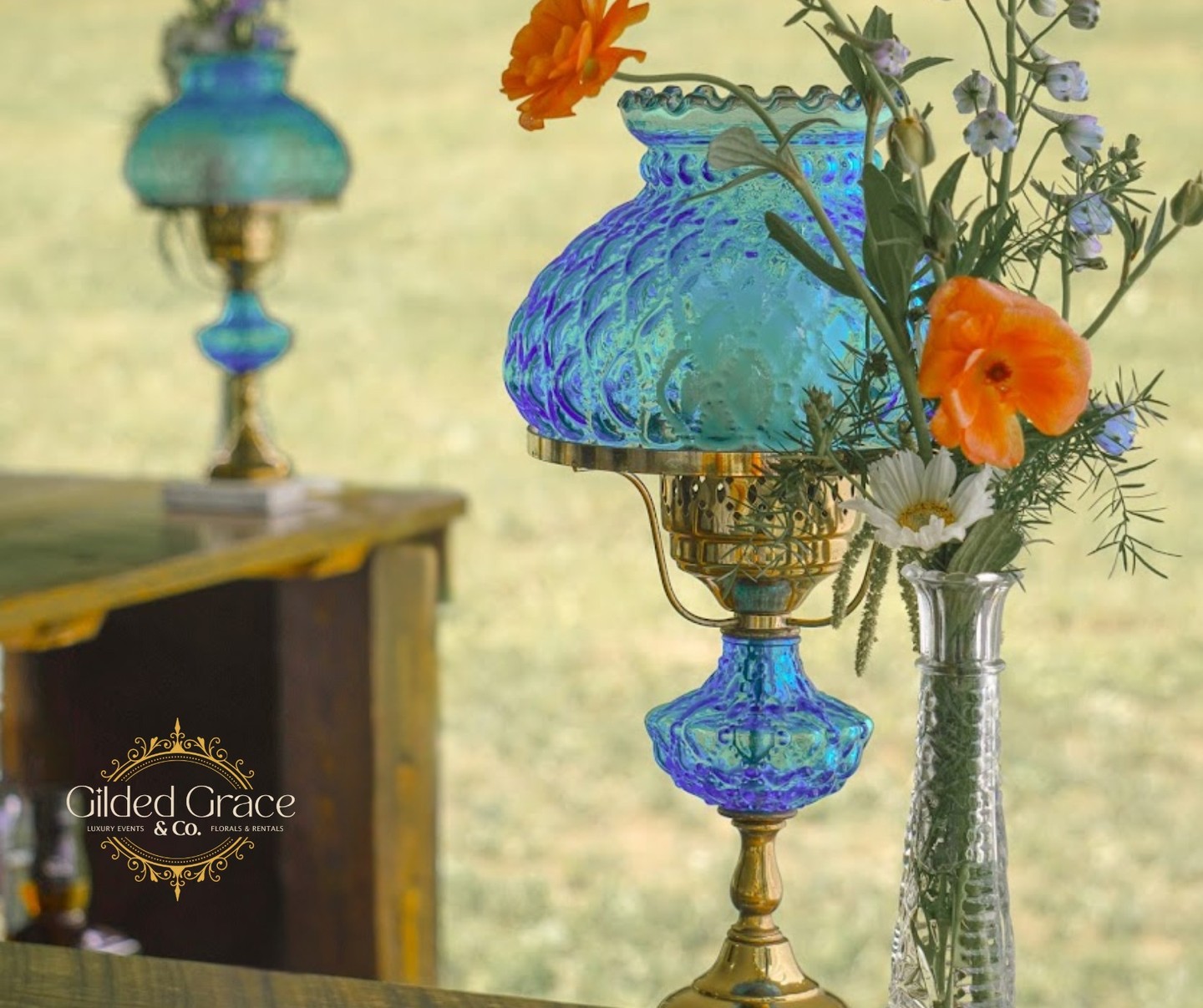Blue antique lamps NOW AVAILIBLE FOR RENT!