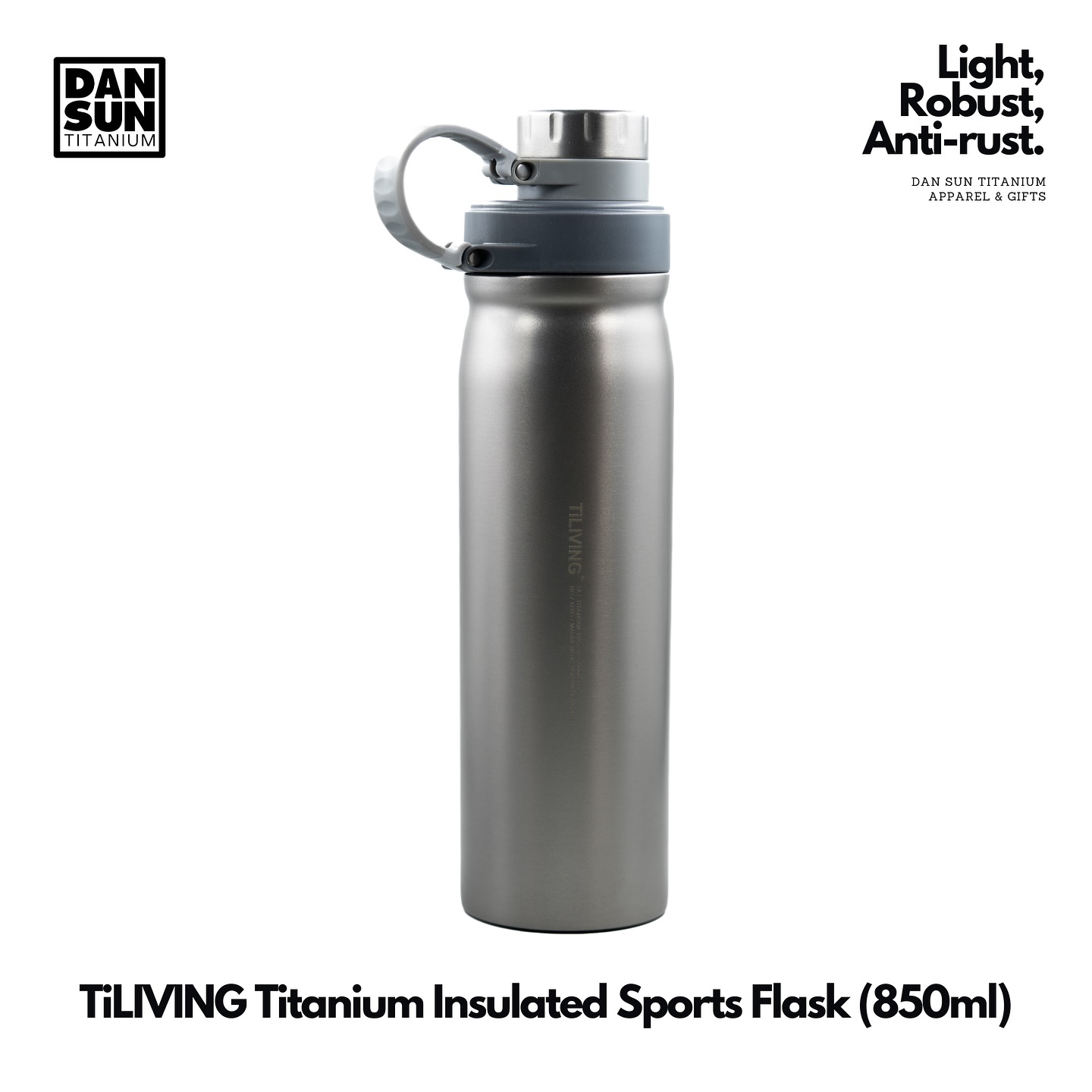 The TiLIVING Titanium Insulated Sports Flask (850ml) is made of Grade 1 pure commercial titanium, designed for active users who demand a high-standard environment free from microplastics, mould, and rust.
It’s an ideal choice for use in salty, high-temperature, and high-humidity environments, such as on boats or outdoors. Plus, it’s half the weight of stainless steel of its same size!
Diameter: 75mm
Height: 280mm
Weight: 395g
Available at dansuntitanium.com