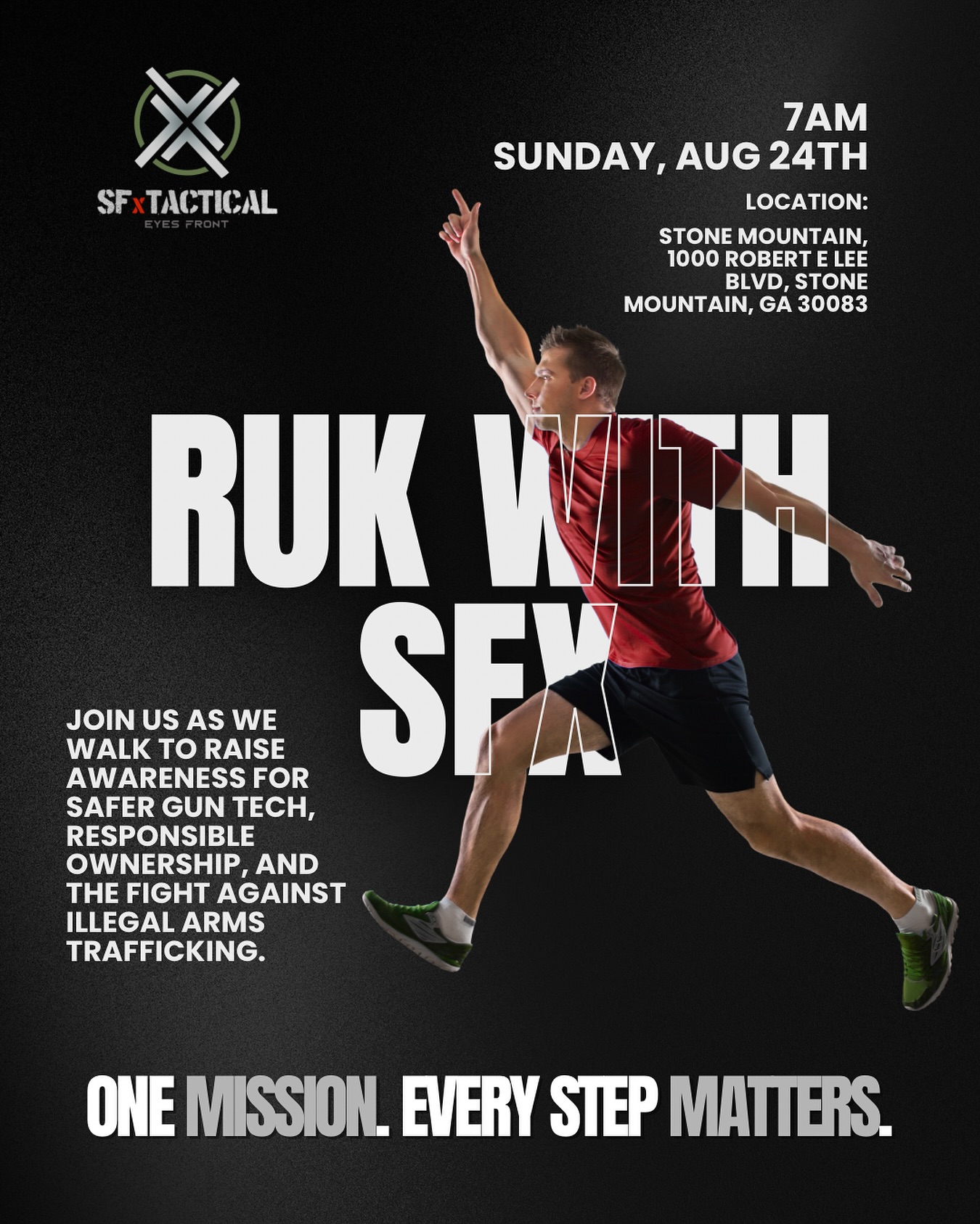 One mission. Every step matters. 🥾
On Sunday, August 24th at 7AM, we take on Stone Mountain with a purpose—to raise awareness for safer gun technology, promote responsible firearm ownership, and stand united in the fight against illegal arms trafficking.
Led by Paul Wilson and SFX Tactical, this walk is more than miles—it’s a statement. Every step is a step toward saving lives and making our communities safer.
📍 Stone Mountain, GA
🗓 Sunday, August 24th | 7AM
Walk with us. Stand with us. Make every step count.
#RukWithSFX #SFXTactical #OneMission #EveryStepMatters #StoneMountainWalk #SaferCommunities #FirearmSafety #EndIllegalArms #ResponsibleOwnership #CommunityAwareness #WalkForChange