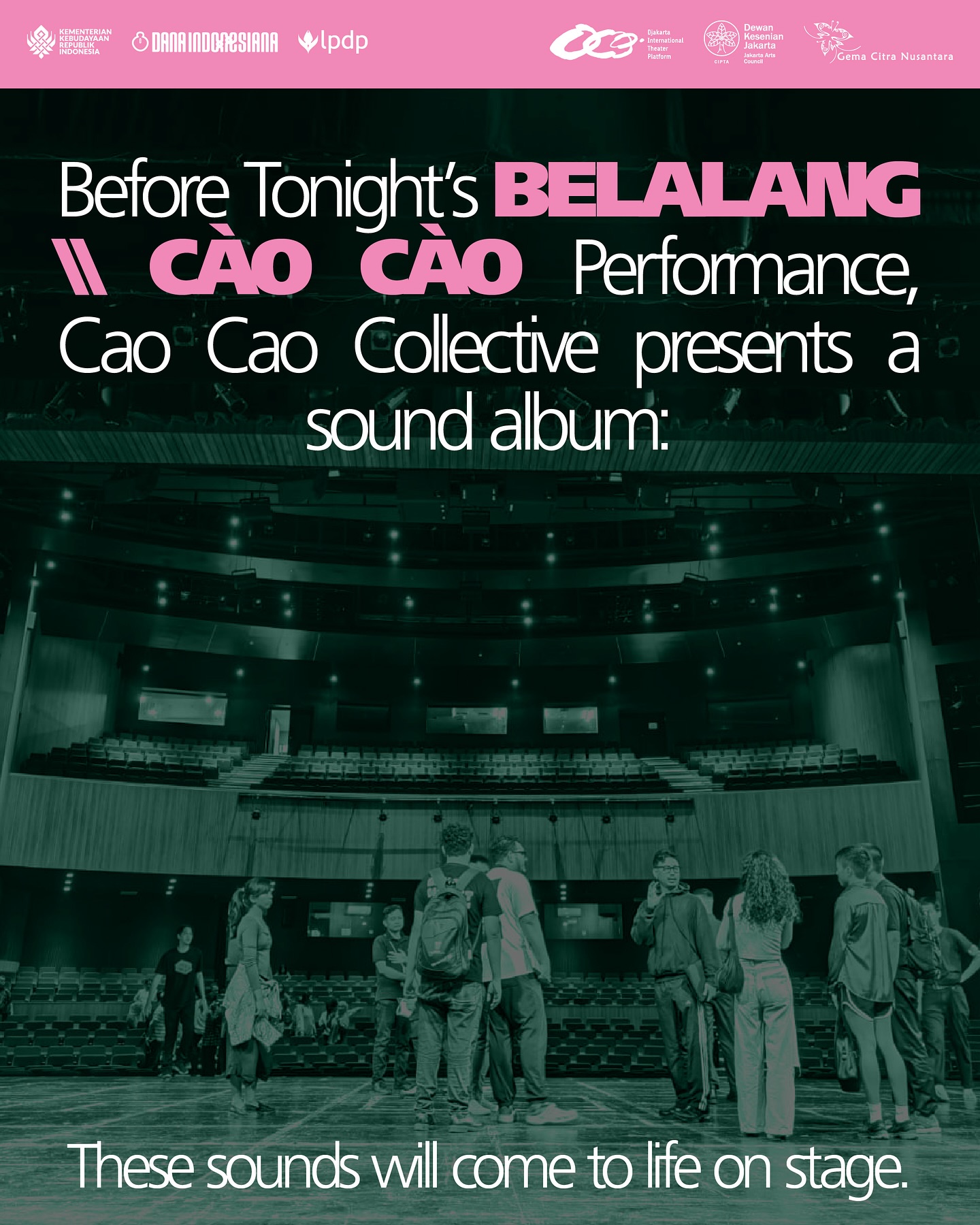 Before tonight’s BELALANG \\ CÀO CÀO performance, explore “Kawasan Sejarah Kota Tua”
Scan the QR code to listen and experience them live on stage:
12 August 2025
20.00 WIB
at Graha Bhakti Budaya
Taman Ismail Marzuki
@leyshasenyum
@theonugraha
@noutnapha
@aamie1999
@sralamante
@nyan.g
@hoanganhhoanganhnguyenhoanganh
@densiellebang
#ditp2025 #caocaocollective