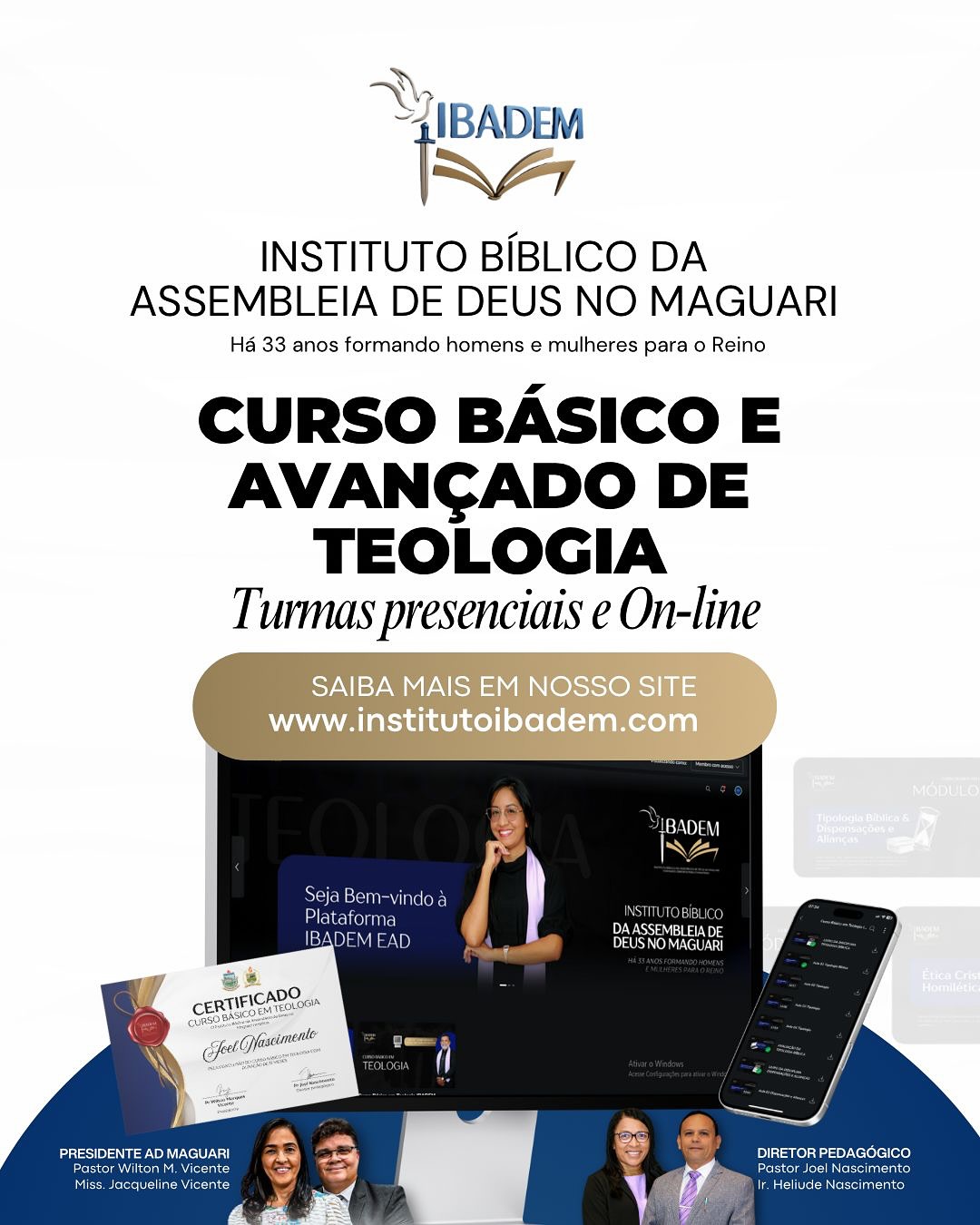 Estão abertas as matrículas em nossas turmas.
Consulte vagas próximo de você, ou matricule-se no Curso 100% on-line em nossa Plataforma EAD.
Nos envie uma mensagem ou acesse nosso site www.institutoibadem.com