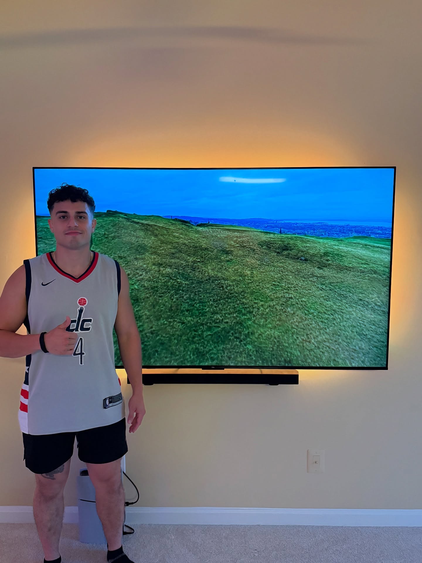 Big 75” TV secured with LED display, soundbar mount, all wires hidden for @renzovillegas_ in his new home in #NorthernVa #FullTiltTv