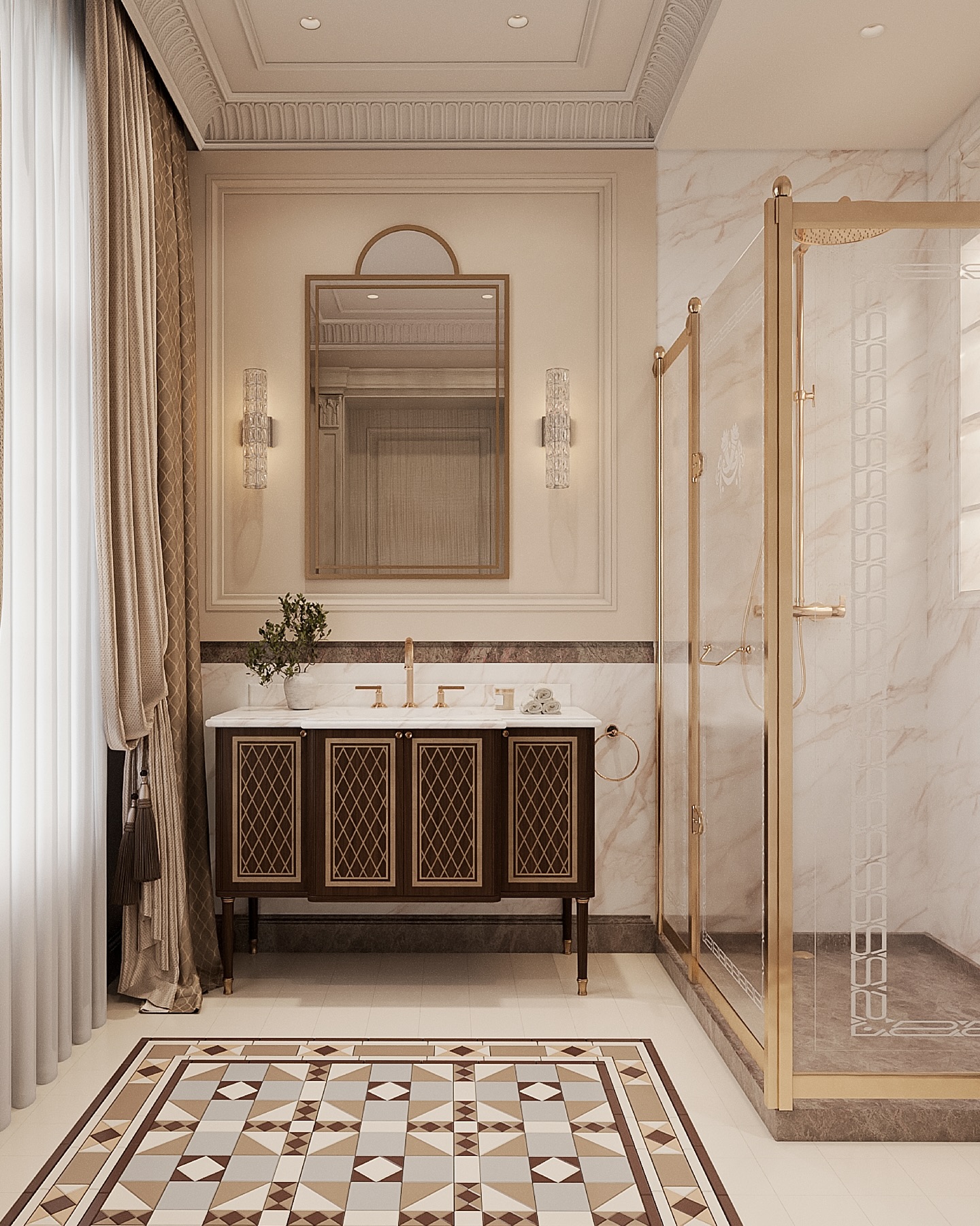 This classic bathroom is shaped by refined symmetry and rich natural materials.
Every detail is thoughtfully selected to honor classical proportions and artisanal craftsmanship. Soft light, tactile materials, and refined details invite a sense of calm.
www.sfdesigninteriors.com