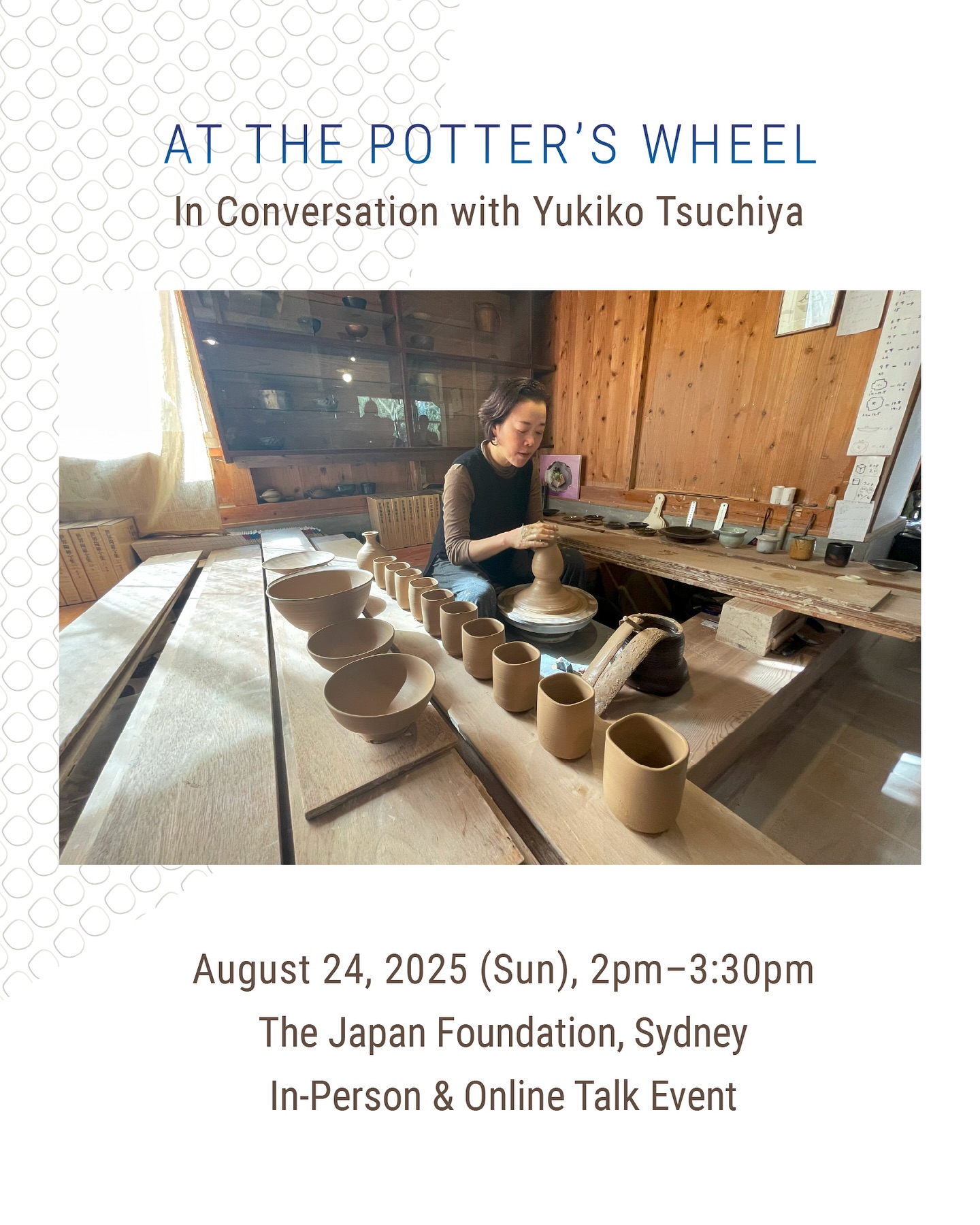 Keen to join a creative conversation with a celebrated Japanese ceramicist?
On August 24 (Sunday) from 2.00 - 3.30pm, The Japan Foundation, Sydney (@jpfsydney) will host Karatsu potter Yukiko Tsuchiya (@tsuchiyayukiko) demonstrating her techniques ‘at the wheel’ while in conversation with curator and Japanese arts specialist Kathryn Hunyor.
Born in 1971 in the coastal city of Karatsu – famous for ceramic production since the late 16th century – Yukiko trained at the renowned Nakazato kiln before setting up her ‘Yukiko Kiln’ in 2002 and exhibiting her craft around Japan. She is now considered one of Japan’s most exciting Karatsu ceramicists.
In a studio-like setting, Yukiko will demonstrate her unique style of Japanese pot throwing, and discuss her special techniques, her creative life and the influence of her natural surroundings. The conversation will be translated into English. Designer and ceramicist Rina Bernabei will also join the conversation.
This demonstration-meets-conversation session accompanies The Japan Foundation, Sydney’s current exhibition, Crafting Life: Stories from the Japanese Studio, featuring the works of three Japanese artists, including the ceramics of Yukiko Tsuchiya.
This is a rare opportunity to see a respected Japanese craft practitioner at work. Join us to hear how ceramic production in Japan, by valuing the knowledge underpinning its traditions, has ensured its continued relevance in the contemporary world.
Full details at link in bio.
__
#sydney #australia #craftinglife #japanfoundationsydney #jpfsydney #japanesecraft #sydneyevents #pottery