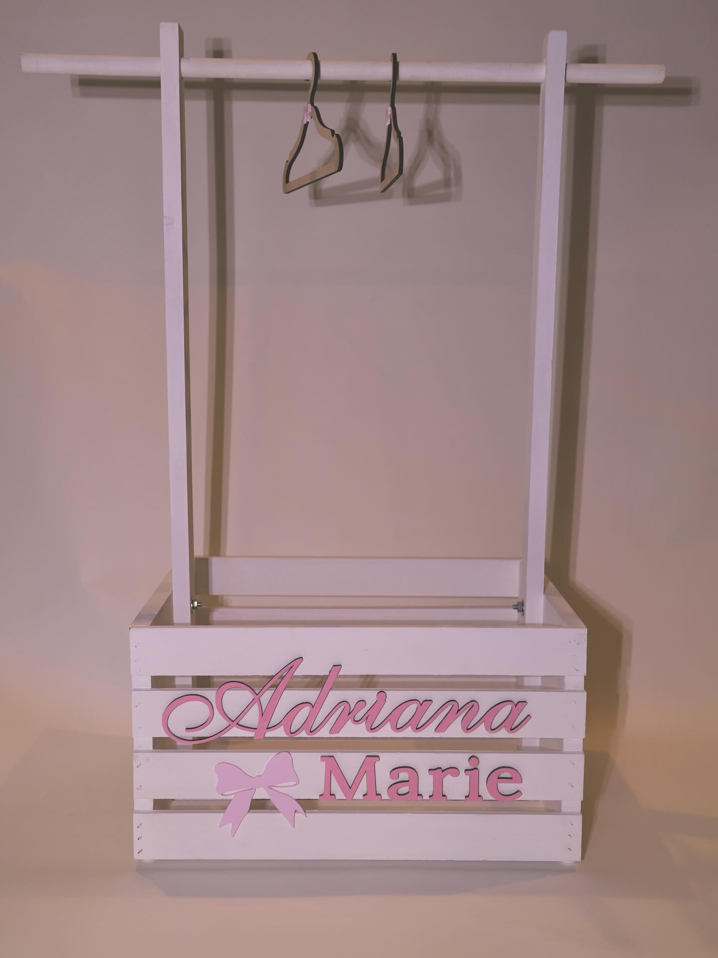 hand made baby shower/ nursery clothing rack!! Swipe to see the before. #baby #babyshower