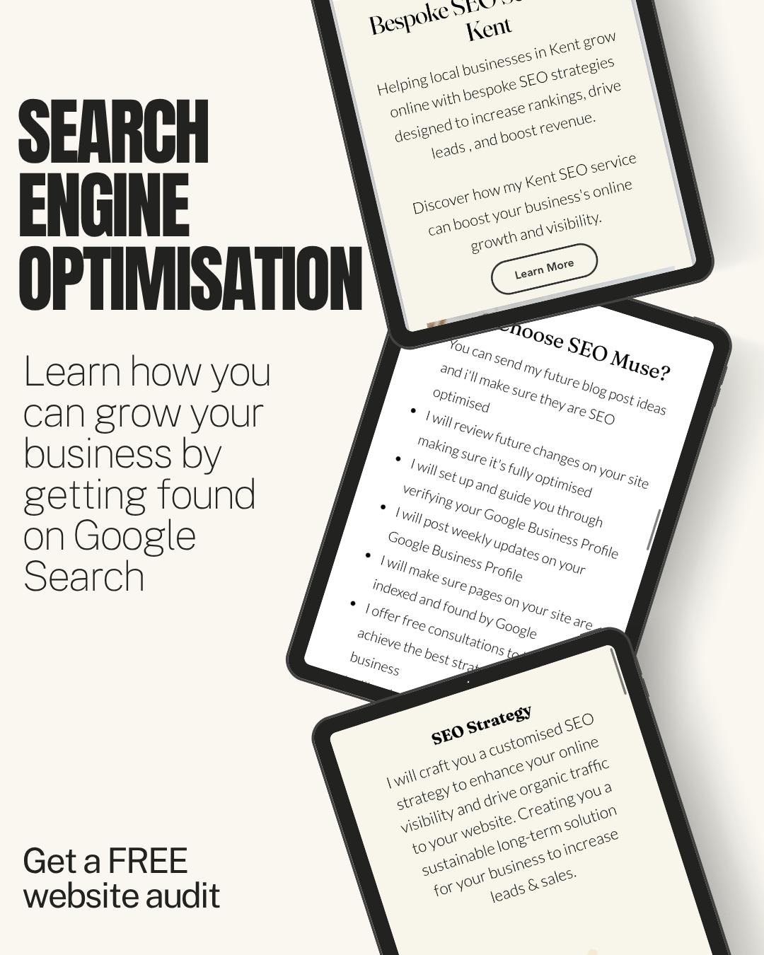 I get it, it's easy said than done right?
I am here to guide you through every step of the way with my SEO consultancy service. It's not just a quick stop-and-go thing, I will provide you with an in-depth plan to get your business exactly where it needs to be.
You can request for a free website audit to give you some insight on what you can currently do for your website to help it grow.
#SEOMuse #seo #localseo #localbusiness #marketing #seomarketing