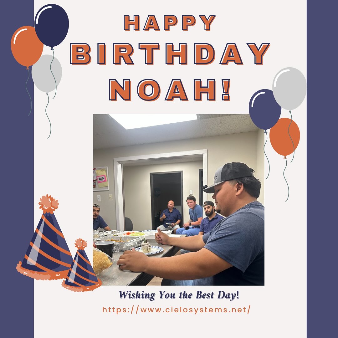 Join us in wishing Happy Birthday to Noah! 🎉
Had a blast celebrating a member of the Cielo Systems team today! Wishing you a wonderful birthday! #birthdayfun #celebrate #cielosystems #august