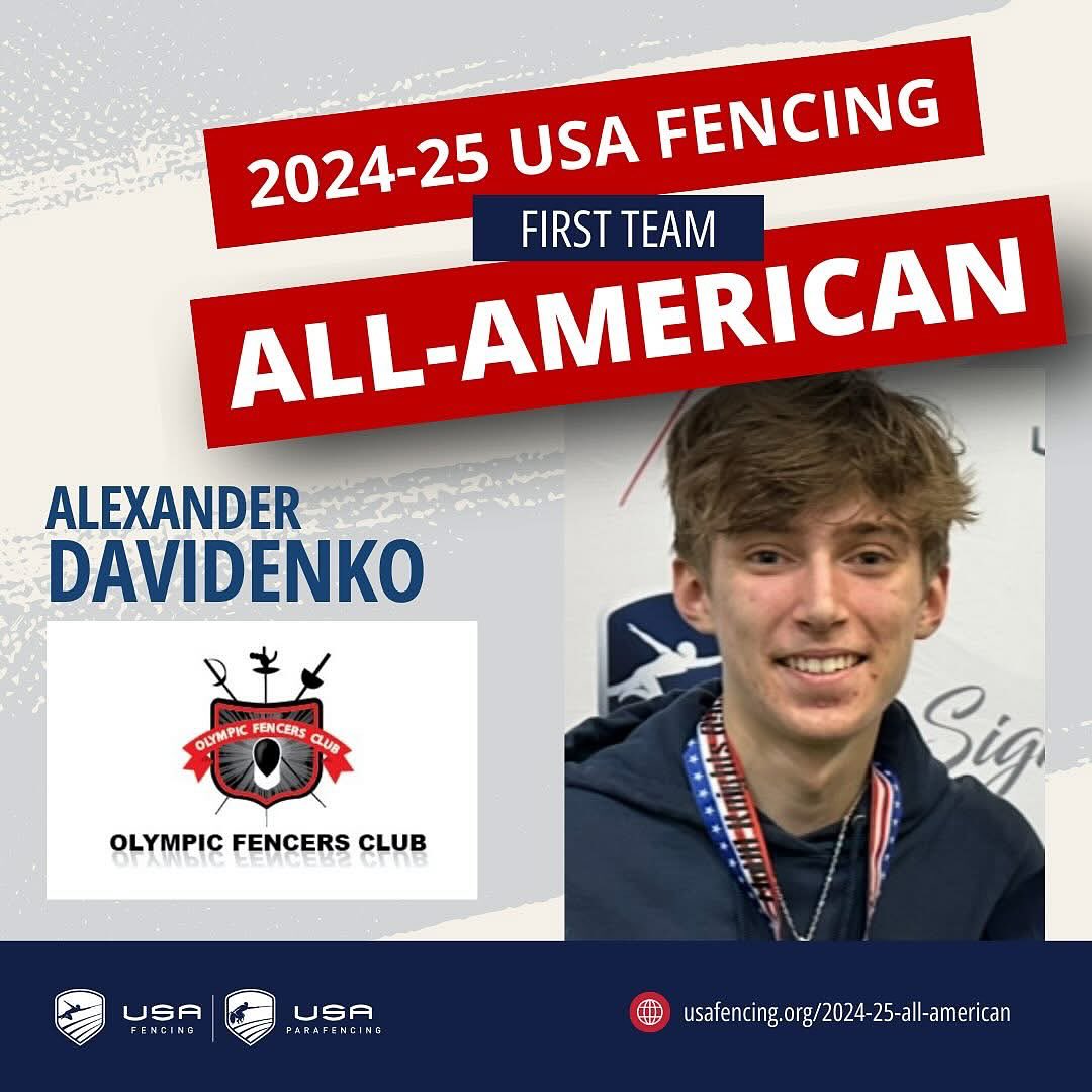 Congratulations to Alexander Davidenko for being selected to the USA Fencing 2024–2025 All-Academic First Team. We admire and love his unwavering passion, giving his best in training every single day while also working hard in his studies, never neglecting his academics, and continuing to move forward toward his goals.
“OFC BRAIN”