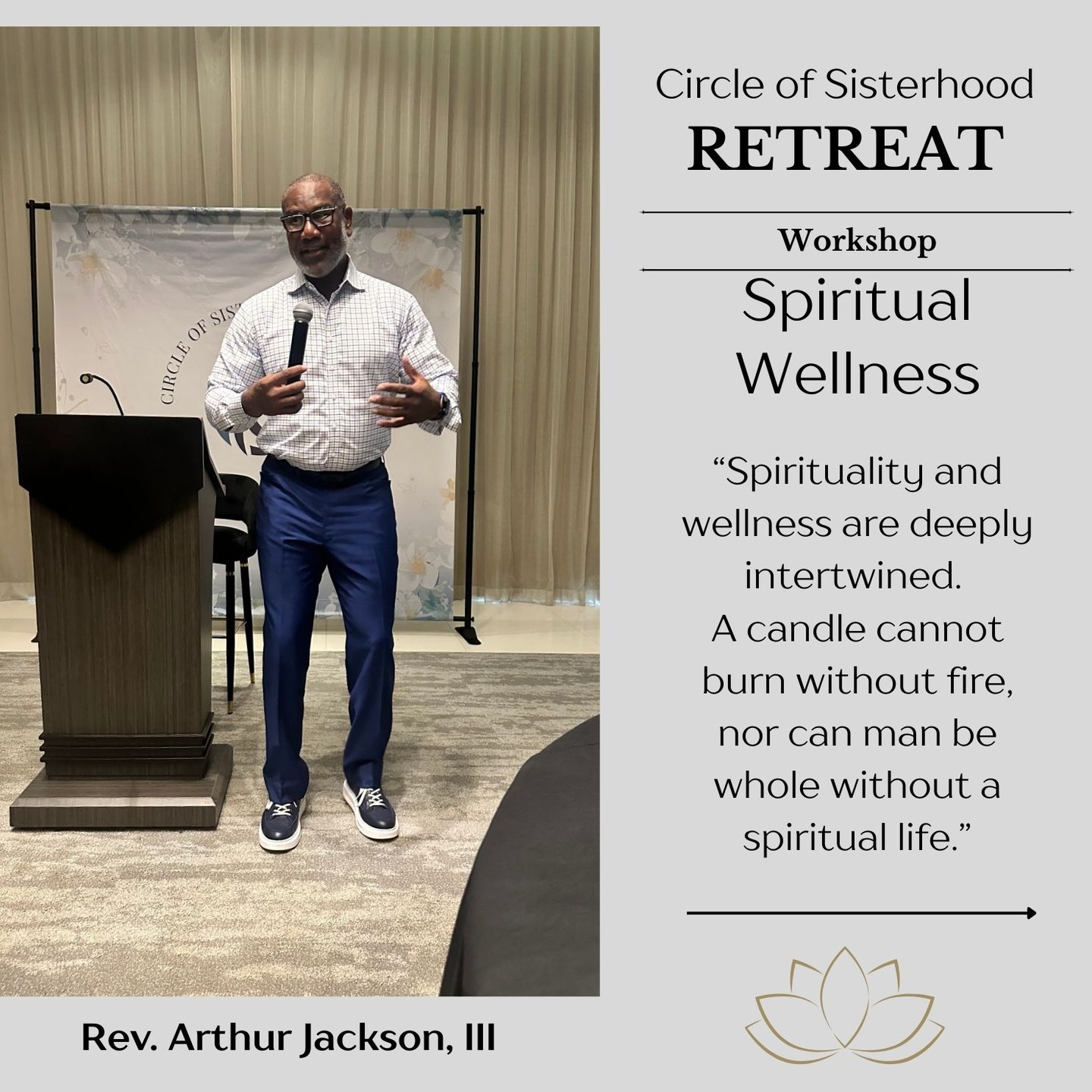 Brief overview of the Spiritual Wellness workshop given by Reverend Arthur Jackson, III.