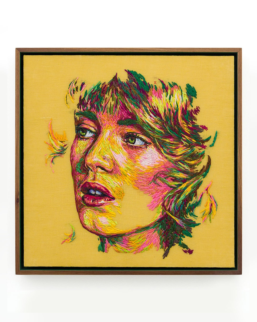 Dyed in the Wool.
Crewel Intentions is a show of embroidery, all referenced from vintage Playboys.
I wanted to rework these moments from adverts, editorials, and articles. Removing them from their context and letting them stand alone on a completely new stage. This allows the viewer to see these snippets of the past in isolation and to be able to draw new conclusions for themselves.
✨Crewel Intentions is open until 24 August @paradigmgs
37 x 37mm / 14.5” x 14.5
Wool, cotton, rayon and silk on @zweigartneedleworkfabrics linen
SOLD
#portrait #needlework #embroideryportrait #crewelintentions #fibreart