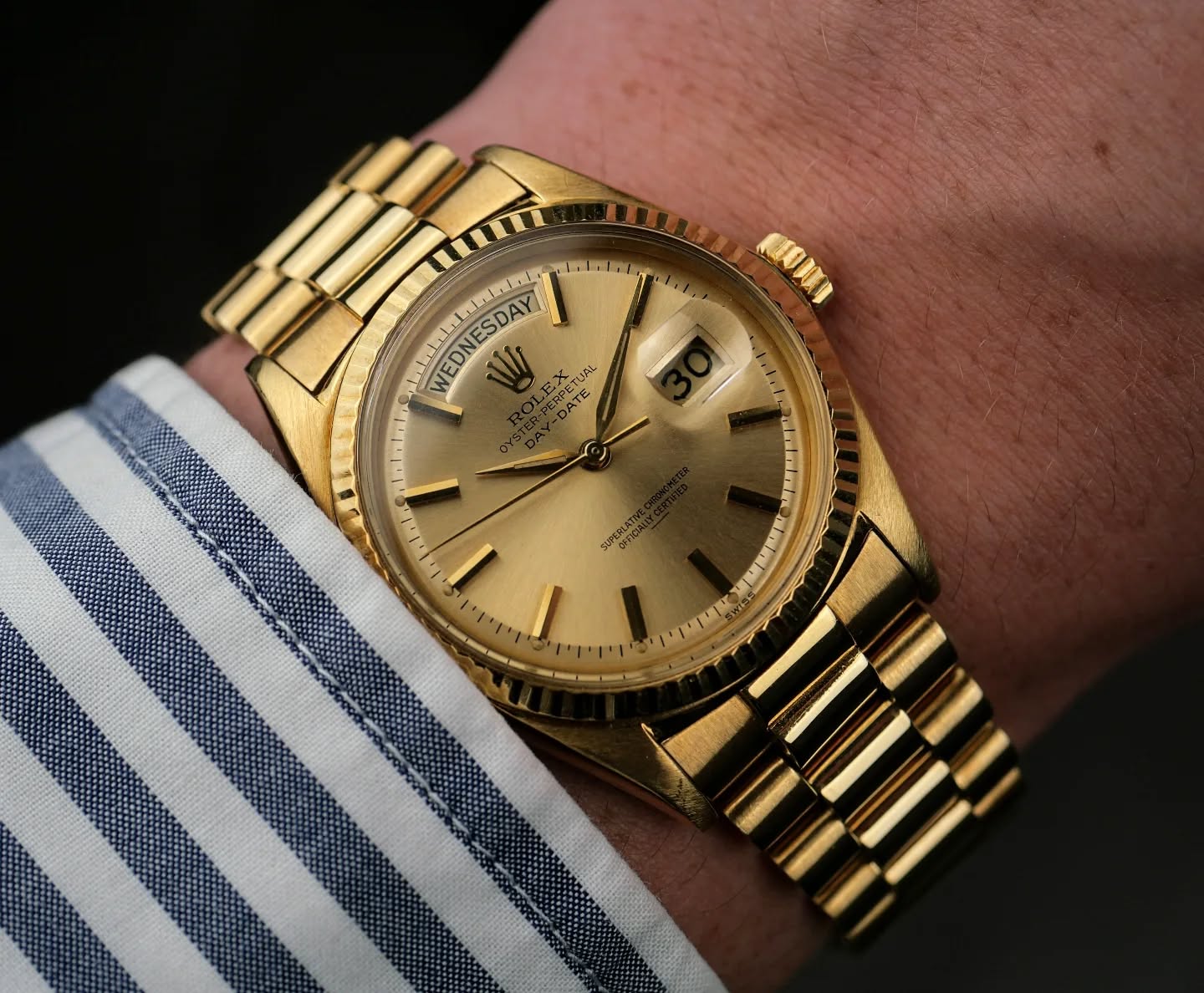 Rolex Day-Date 36
⌚ Ref. 1803
⌚ Double Dash & Underline Dial
⌚ Watch only
⌚ Year: 1963
⌚ Alpha hands
#Rolex #daydate #watch #vintage