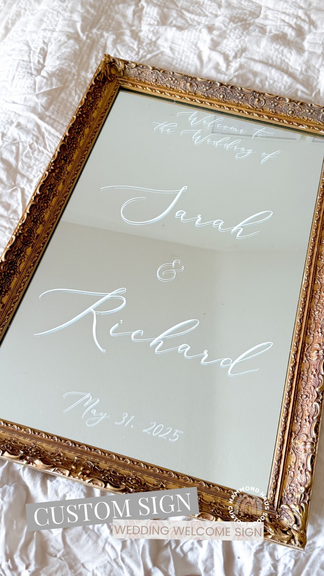 simple, classic, pretty 🤩 custom vinyl on this @borrowedhouse mirror🪞for @sugarplumandco #vinylsignage #customsign #customsignage #customsigns #mirrorsign #mirrorsignage #weddingrentals #weddingsign #weddingsignage #weddingsigns #customvinyl #welcomeweddingsign #customweddingsigns