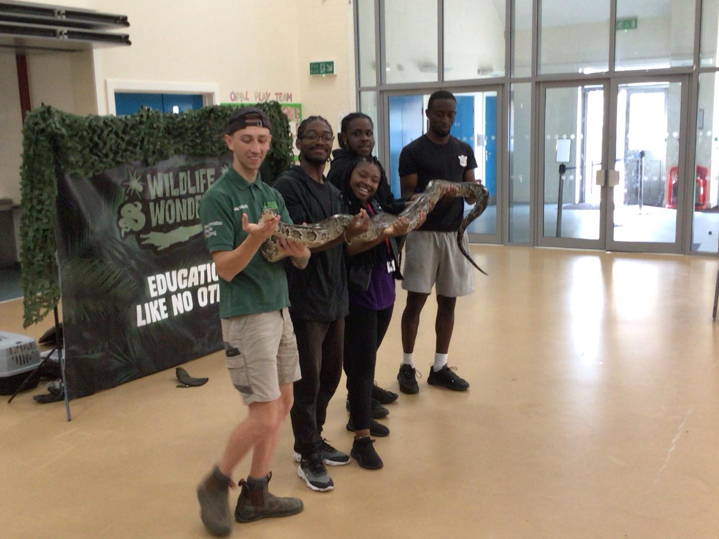 Week Two. Friday. Monster windsocks. Bouncy castle. Animals. Even our coaches faced their fears. @wildlifewondersuk #monsterwindsocks #bouncycastle