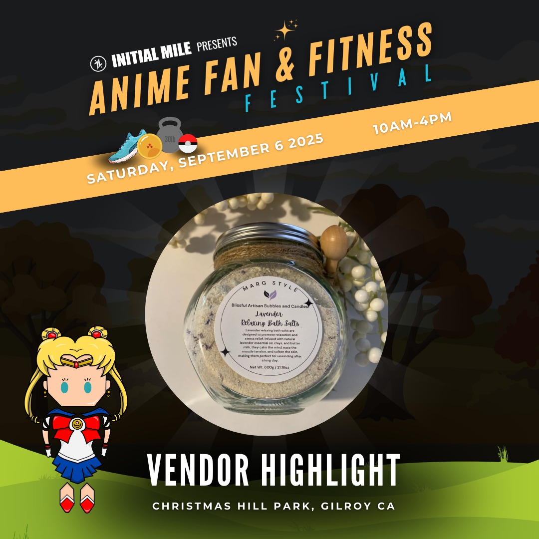 Gale Popa is the founder and creative artisan behind @margstyle88 , a lifestyle brand rooted in sustainability, simplicity, and handcrafted beauty. With a passion for natural living, Gale creates eco-conscious self-care products including artisan soaps, soy wax candles, and nourishing body essentials—all made with ethically sourced, skin-loving ingredients.
Marg Style also offers a line of thoughtfully made accessories, including reusable tote bags and fashion pieces that combine function with sustainable style.
Check out the Marg Style booth at our inaugural Anime Fan and Fitness Festival on Saturday September 6 in Gilroy! #animefanandfitnessfestival #initialmile #adaptevolveascend #animefest #animefans #theoriginal #theoriginalanimefitnessfest #anime #animelife #fitnessfest #fitnesslifestyle #fitlife #fitnessfest #bayareaevents #gilroy #candles #artisanbubbles #creator #maker