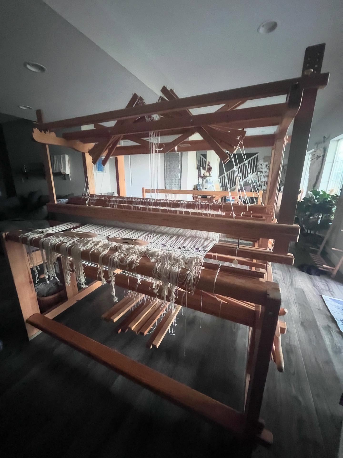 It’s been a week since I’ve worked on this moody girl. Last week I had two of my treadles (foot pedals) snap and one of my suspension beams snap. This wood wood is pretty dang solid but it’s old. 😔 I have to figure out what my next step is … I have 2 options :
1. Order new parts and repair the broken pieces (I also expect more to break… I’m at
least the 3rd owner of this loom and I don’t know how old she is. But she is worn and the wood is definitely old and brittle)
Or
2. Take a months worth of work apart and rethread, using less shafts, which will put less stress on the loom. And if I break more pieces, I will then have replacement pieces since I would not be using every piece I have
🫣🤔decisions decisions … send wine 😭😭😭
#floorloom #glimåkra #glimakrastandard #weaver #weaverproblems #8shaftweaving #brokenloom #coloradoweaver #artislife #loomweaving #loom #textiles #fiberartist #weaverstory #weaverofinstagram