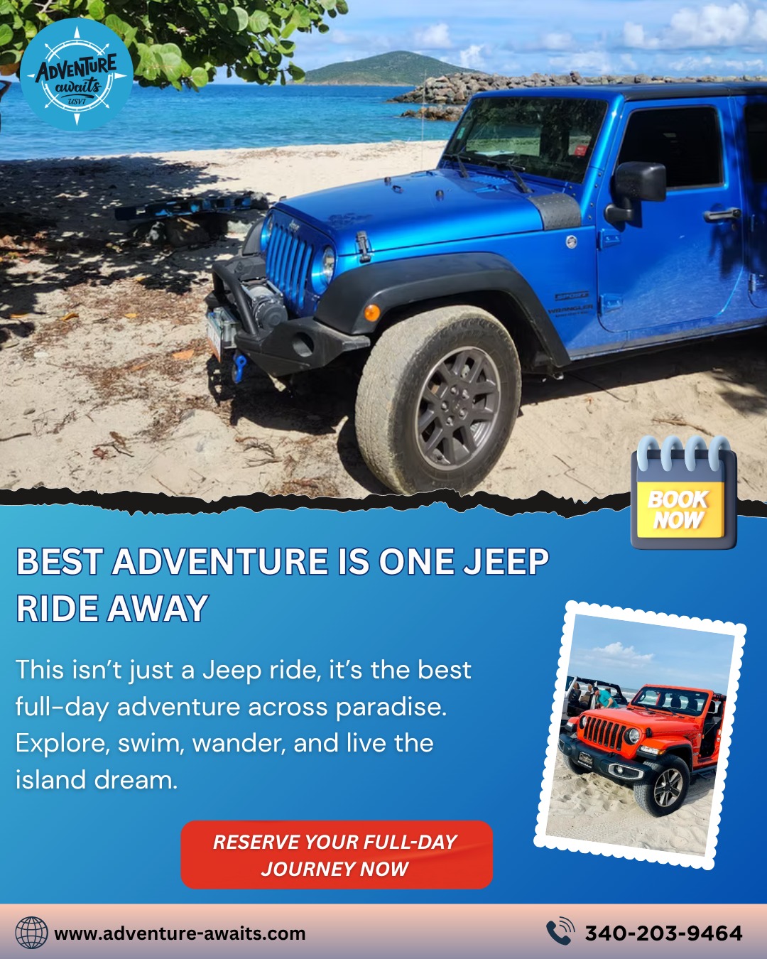🔥 Best Adventure? Just One Jeep Ride Away.
This isn't your average island tour. It's a full-day ride through paradise—where rugged roads lead to hidden beaches, cliffside views, and memories that stay with you long after the engine stops.
🚙 Adventure Awaits. Reserve now & let the island lead the way.
📲 www.adventure-awaits.com
#AdventureAwaits #JeepAdventure #IslandExplorer #LiveTheIslandLife #FullDayAdventure #JeepVibes #TropicalEscape #HiddenBeaches #OffRoadIsland #ExploreWithUs #BucketListTrip #RoadsToParadise #JeepTour #IslandViews #WanderWithUs #IslandDreams #UnforgettableRides #BookNow #IslandTrailBlazer #RideWild
