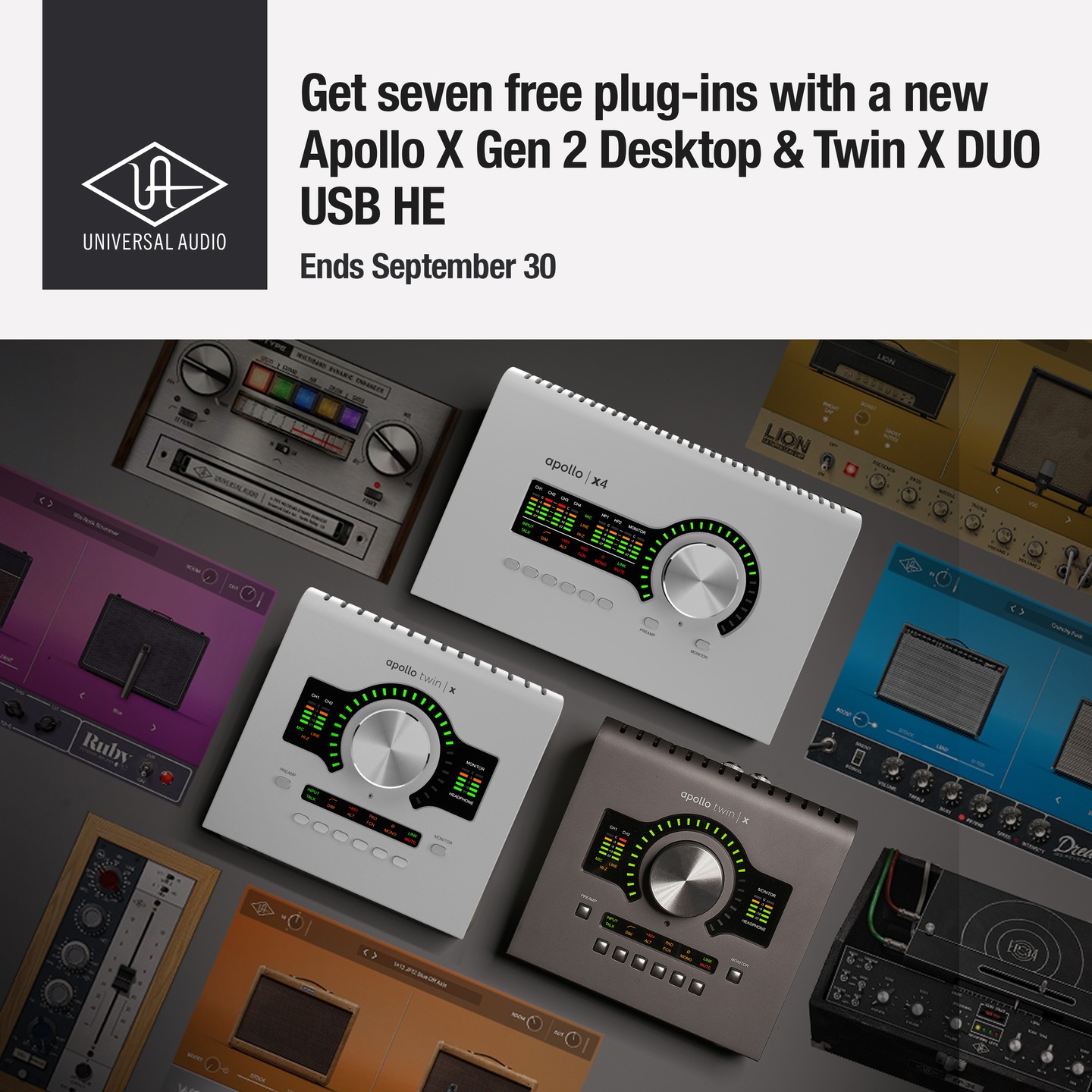 Hey guys, check out these great summer deals from Universal Audio!
Get between 7 to 15 free plug-ins with purchases of UA desktop or rack gear as well as instant savings on the renowned UA OX Amp Box!
This promotion ends September 30th so don't miss out.
Need to buy plug-ins only?? Did you know that you can finance UA plug-ins in-store? Well yes! If you need a handful more plug-ins to compliment your existing arsenal, wait no longer to elevate your workflow, we can help with that.
Also, keep in mind you can finance any of these hardware products as well.
Give us a shout anytime at 416-928-6434 or drop in or shop upstairs at 935 Bloor St West and we'll be happy to assist with any questions you may have.
Enjoy the summer folks!
@ysl_pro @longandmcquade @uaudio