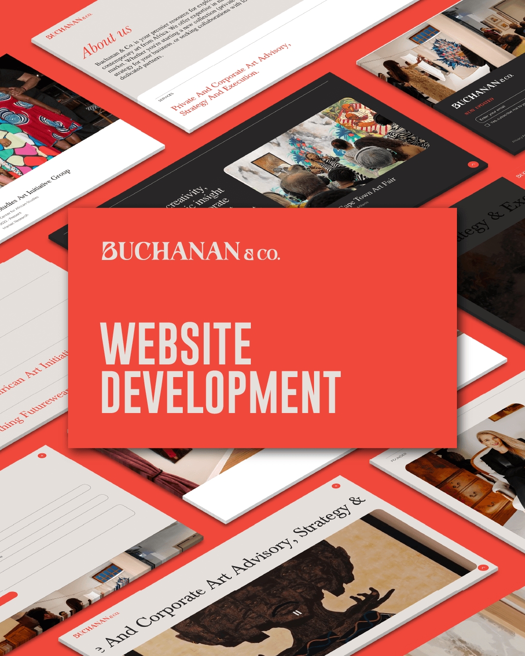 CLIENT: Buchanan & Co. @buchanan.co_
PROJECT: Website Development
URL: www.buchananco.co.za
BRIEF:
The client approached us dissatisfied with how her brand had been translated into the digital home of her new business. Our role was to restructure the UI/UX and reapply the brand identity to retain its vibrant, modern appeal while ensuring it resonates within the art industry. The result positions the company as bespoke, professional, and high-end.
BUILT BY: Jumpin’ the Gun Creative Studio
