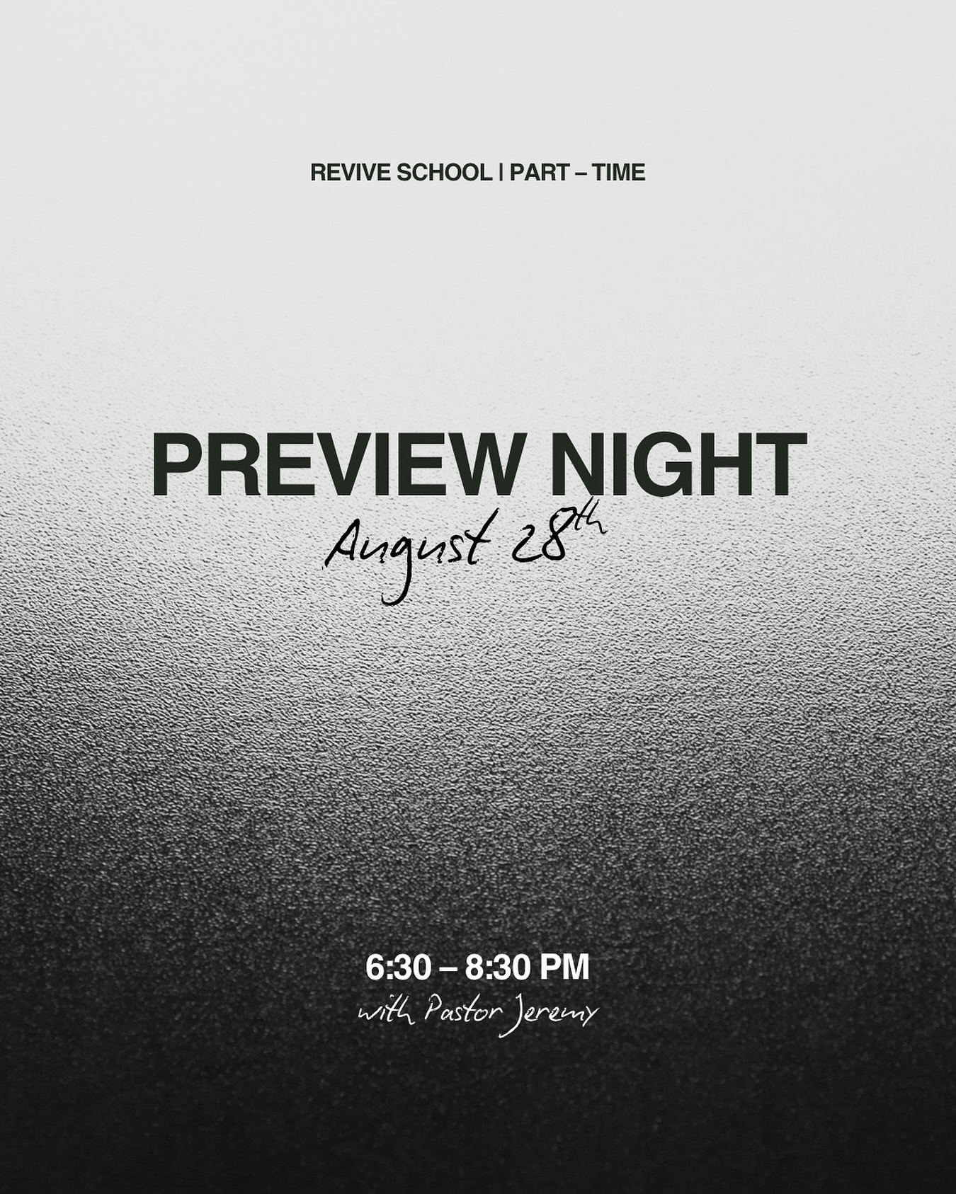 ✨ Step into the room.
Before Part-Time Revive School begins this fall, we’re opening the doors for a Preview Night so you can experience it for yourself.
You’ll get to:
💬 Meet the leaders
🎯 Hear the vision
🙌 Join in worship
📖 Get a taste of the teaching
📅 Aug. 28th | 6:30pm
📍 9112 Old Battlefield Blvd. Spotsylvania, Va
🎟 Free to attend, bring a friend!
🔗 Link in @revive_school bio to sign up!
This is your chance to see if Revive School is your next step.
Know God. Know yourself. Know what you were made for.