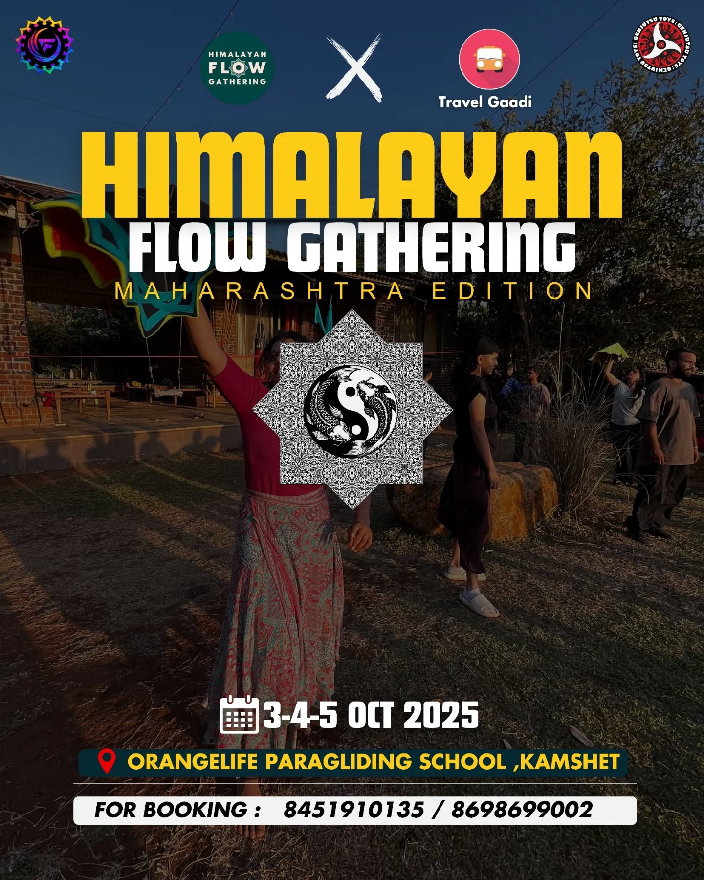 🌿 Himalayan Flow Gathering – Maharashtra Edition 🎪✨
📍 Happening in the serene hills of Kamshet
🗓️ Oct 3-4-5
Get ready to dive into an unforgettable celebration of flow arts, creative movement, and conscious community vibes at the first-ever Himalayan Flow Gathering in Maharashtra! 💫
We’re bringing the mountains to the plains with a power-packed lineup of mind-expanding workshops, wild flow jams, and fire sessions that will light up the night.🔥
From organic instrumental music that stirs your soul to a playground of artistic expression, this gathering is where movement meets magic. 🎶🌀
Let’s co-create a space for growth, connection, and pure flow.
Whether you're a seasoned flomie or a curious seeker — this is your call to gather.
🍃 Workshops • Music • Fire • Flow • Nature • Tribe 🍃
Join us for this movement of magic –
#himalayanflowgathering #maharashatra #edition #tgadvdentures #travelgaadi #travelgaadiadventure #FlowArts #FlowArtsFestival