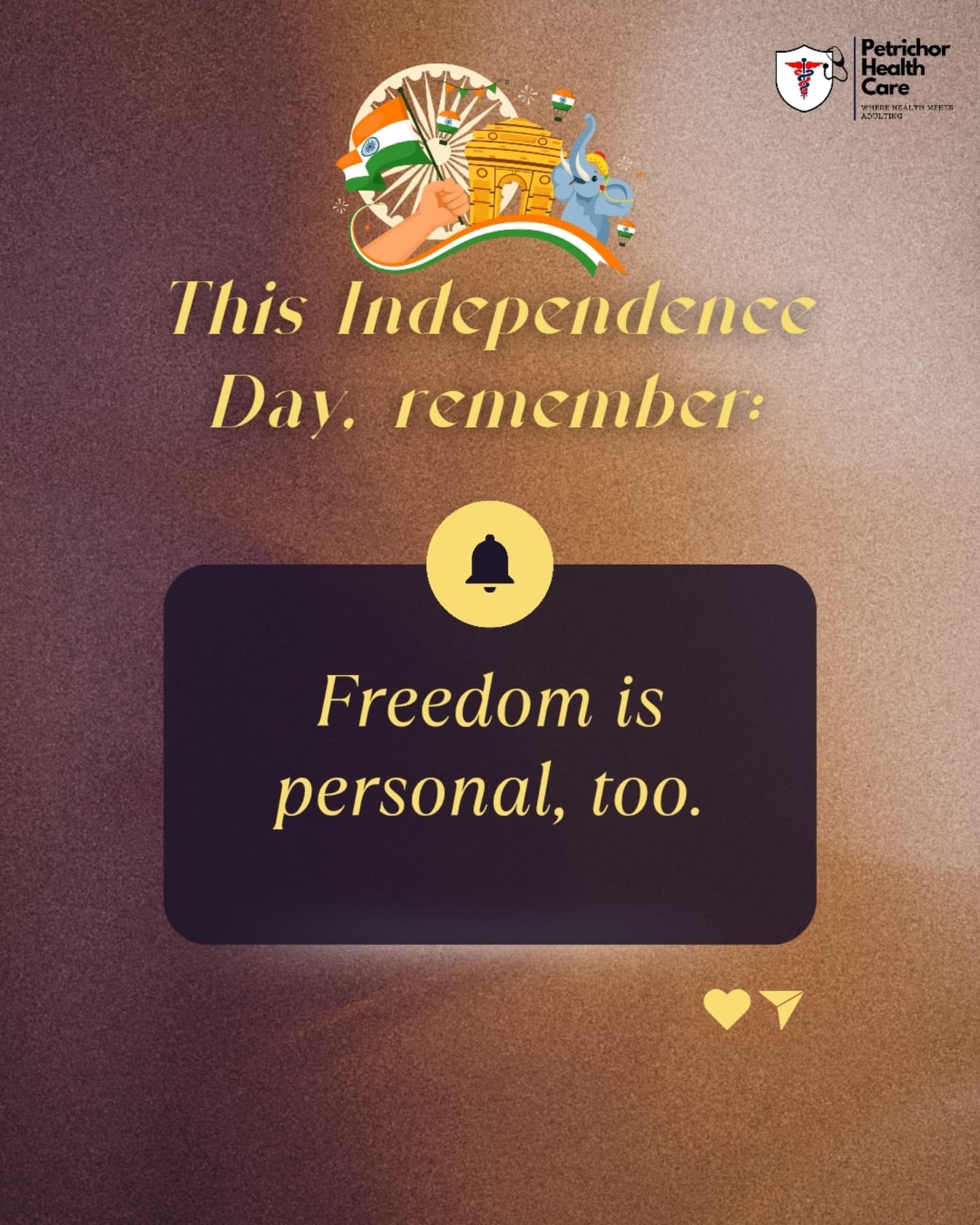Freedom isn’t just a date in history — it’s a daily practice.
On this Independence Day, celebrate your right to:
💛 Protect your peace
💛 Honour your boundaries
💛 Care for your mind and body
Because mental and emotional independence matter just as much as the independence we celebrate as a nation.
Here’s your Friday friendly reminder: You don’t have to fight those battles alone.
📞 We’re here when you need us. Link in bio.
#freedomtobe #mentalhealthindia #wellnessjourney #independencedayindia #smallstepbigimpact #petrichorhealthcare