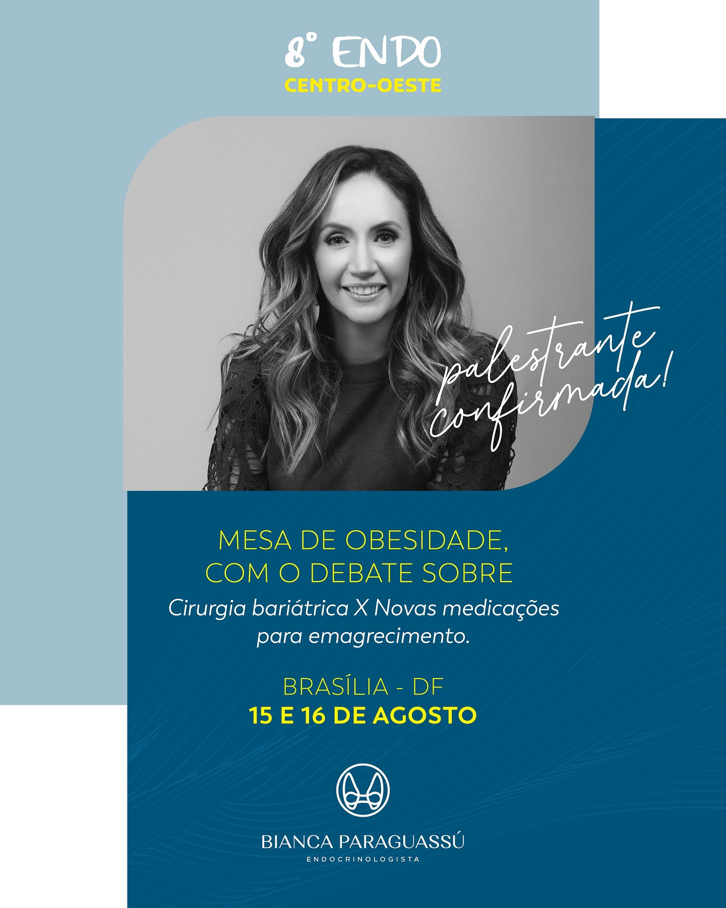 Nos dias 15 e 16/08, estarei em Brasília participando da Mesa de Obesidade no Congresso Endo Oeste 2025, debatendo sobre: “Cirurgia bariátrica x novas medicações para emagrecimento”.
Um momento importante para trocar experiências e discutir as melhores estratégias no cuidado com os pacientes!