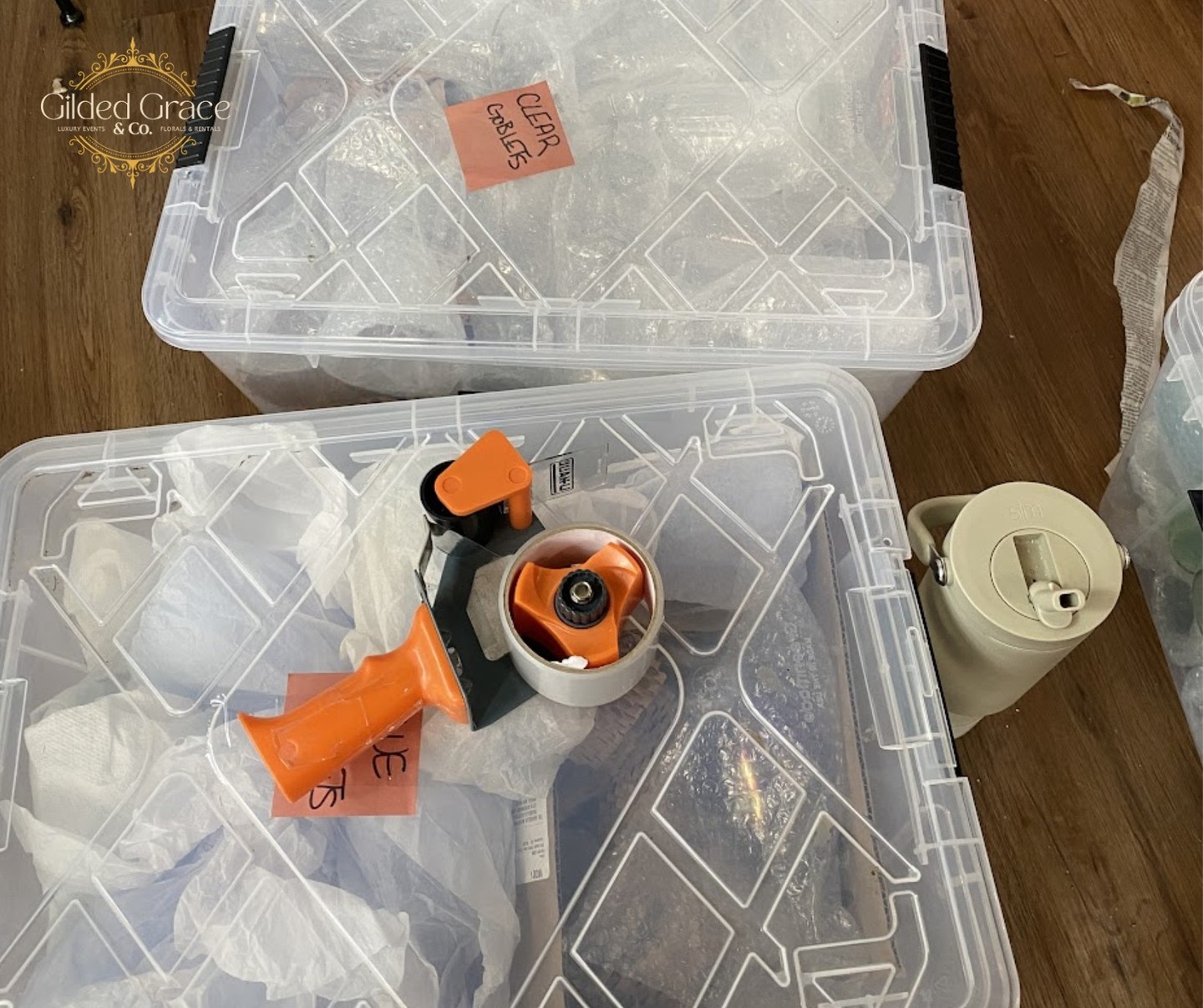 Storage is key. Clear totes are our best friends