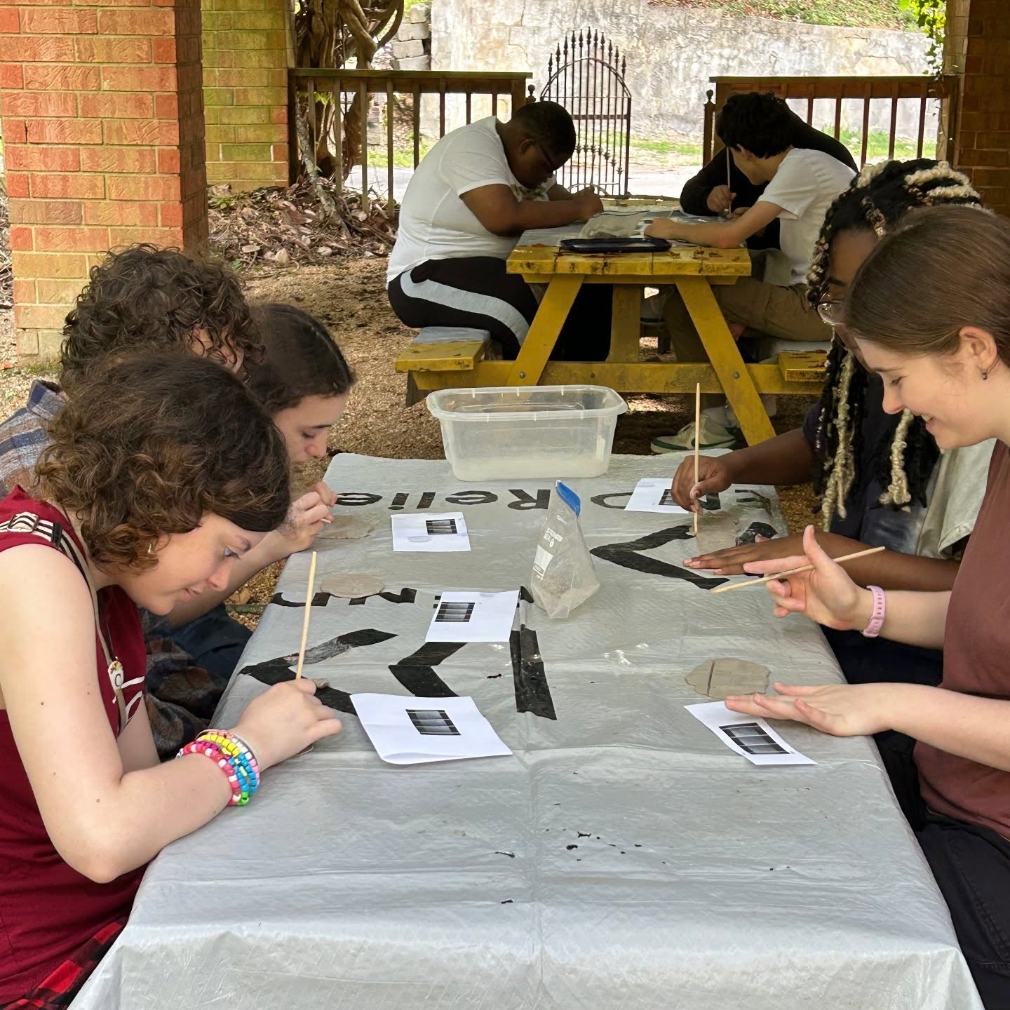 The Upper School World History class made their own clay tablets and wooden styluses to practice their cuneiform script this week. Who says teens don't handwrite anything anymore?