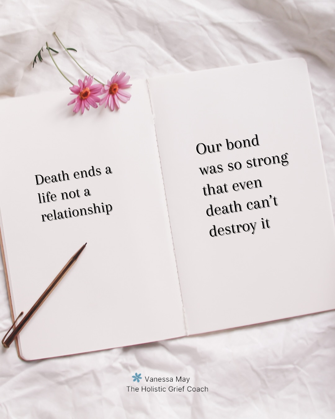 Death can’t break a strong soul bond. We continue to remain connected to them. Profound grief can change the way we look at life, death and what happens afterwards. We don’t ever stop loving them - death ends a life, not a relationship 🕊️🪽
If this post resonates please share, save, like and follow 🤍
.
#deathendsalifenotarelationship #continuingbonds #soulbond #griefandloss #griefshare #lossofalovedone #lossofachild #widows #lifedeathandtheafterlife #traumaticloss #outoforderdeath #grief #griefsupport #griefislove