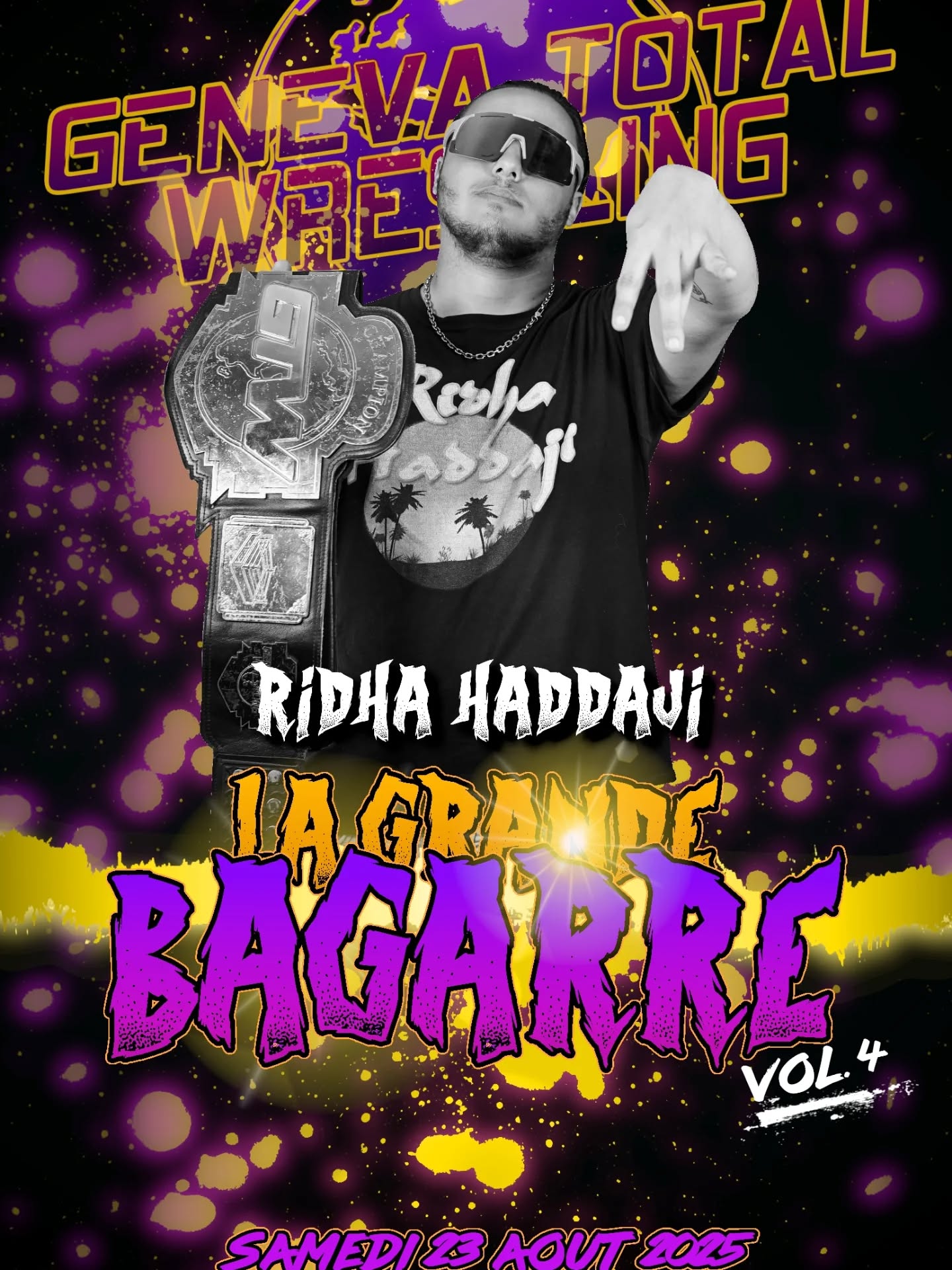 👊🏽 La Grande Bagarre Vol.4 👊🏽
L'enfant du désert est là! 🏜️
La moitié des Tag Team Champions est en feu!
Du sable brûlant aux lumières de Genève, Ridha Haddaji apporte la chaleur et l’intensité du désert sur le ring.
Rapide, endurant, imprévisible – il connaît mille façons de faire tomber un adversaire… et il n’en faut qu’une. 🔥
Le 23 août à La Parfumerie, le champion par équipe des Sauvages revient défendre son territoire. Le champion de la GTW remet son titre en jeu... un seul objectif : la victoire.
📍@laparfgeneve
📆 Samedi 23 août
🎟️ La Grande Bagarre Vol.4 – ça va chauffer.
🔥 Tags de Bagarre :
#Geneva #GenevaTotalWrestling #RidhaHaddaji #prowrestling #catch #wrestling #desert #tagteamchampion #LesSauvages #fight #athlete #sports #wwe #strength #photooftheday #instagood #GTW #champion