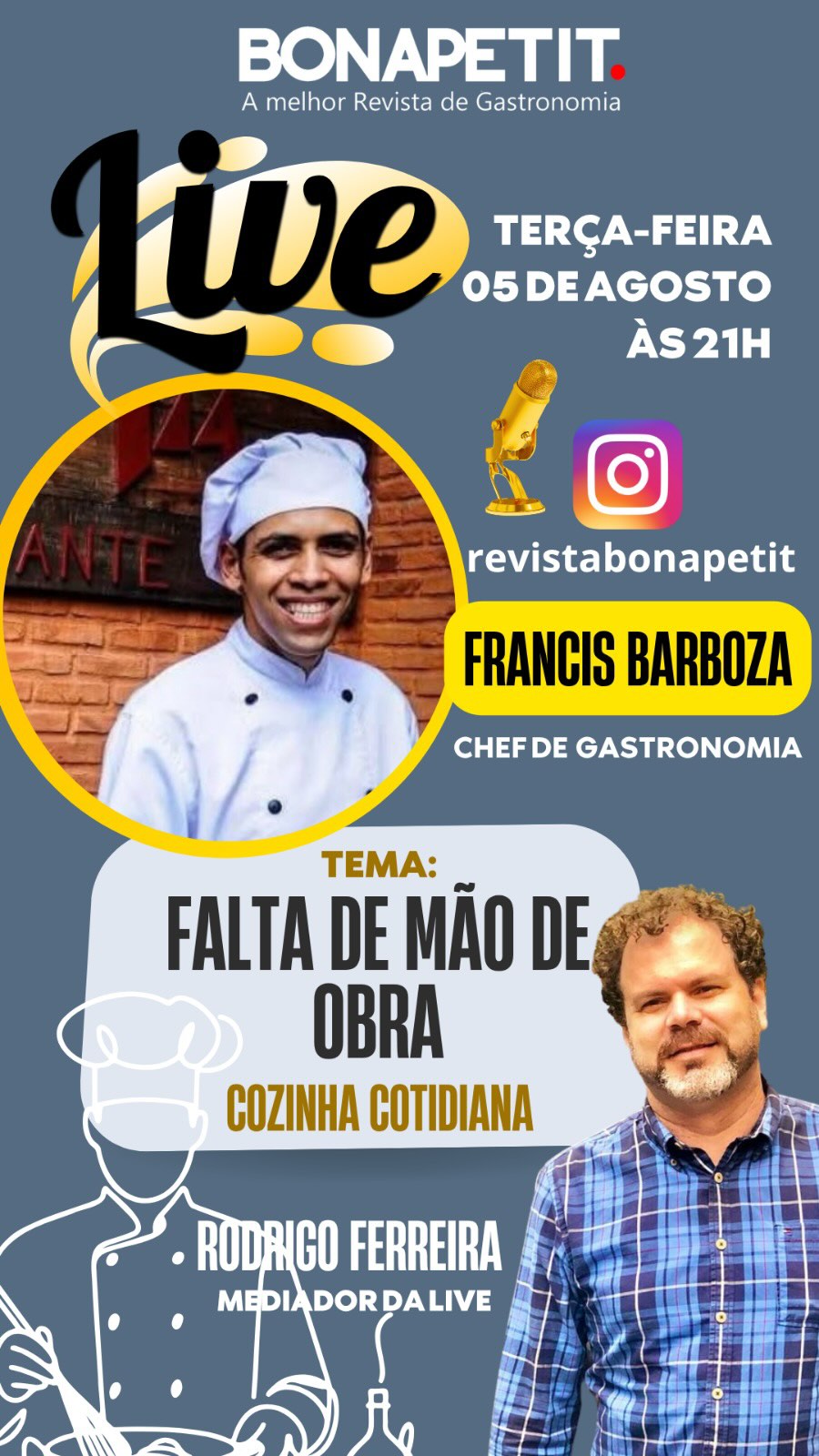 Super papo com nosso parceiro @francisdocouto da Revista Bonapetit, onde falamos sobre mão de obra e especialização na #gastronomia. Agradecer nosso parceiros @dufloss6004 e @casagabrielrodrigues por todo força e dedicação