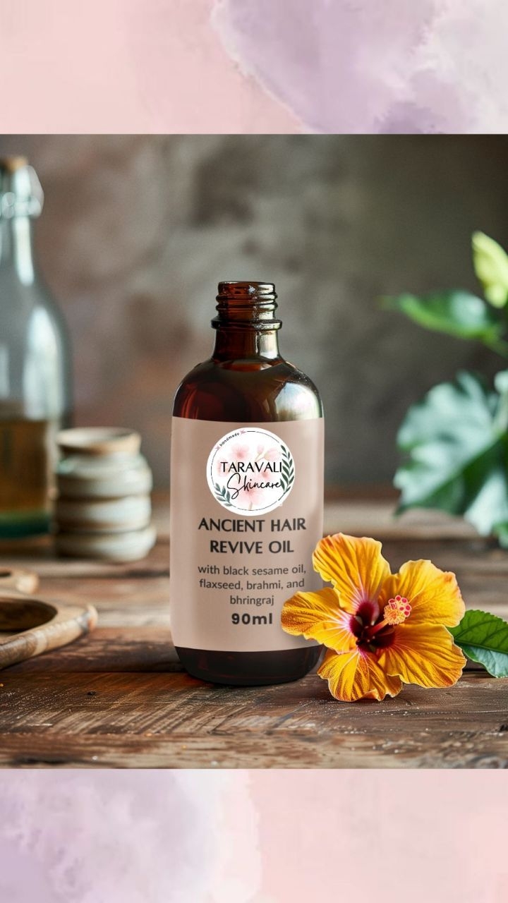 Somewhere between childhood and now, we stopped oiling our hair the way our mothers and grandmothers did.
Remember the fresh oil they used to prepare by boiling leaves, flowers, and seeds?
This is Taravali’s way of bringing that ritual back.
Pure, organic, and made fresh just for you.
Every single time.
Every single order.
Our hair oil blends 14 ingredients, including black sesame seeds, amla, hibiscus, neem, and bhringraj, each one chosen to strengthen roots, reduce hair fall, calm an itchy scalp, and bring back the softness and shine your hair has been missing.
No mineral oils. No fragrance. No coconut oil. Just the same care our grandparents swore by, bottled without the shortcuts.
As a way to pay my respects to our grandparents, the founders of effective hair oil, the first few orders on Taravali get a free sample of Taravali's Ancient Hair Revive Oil ♥️
With gratitude,
Lakshita Bharath