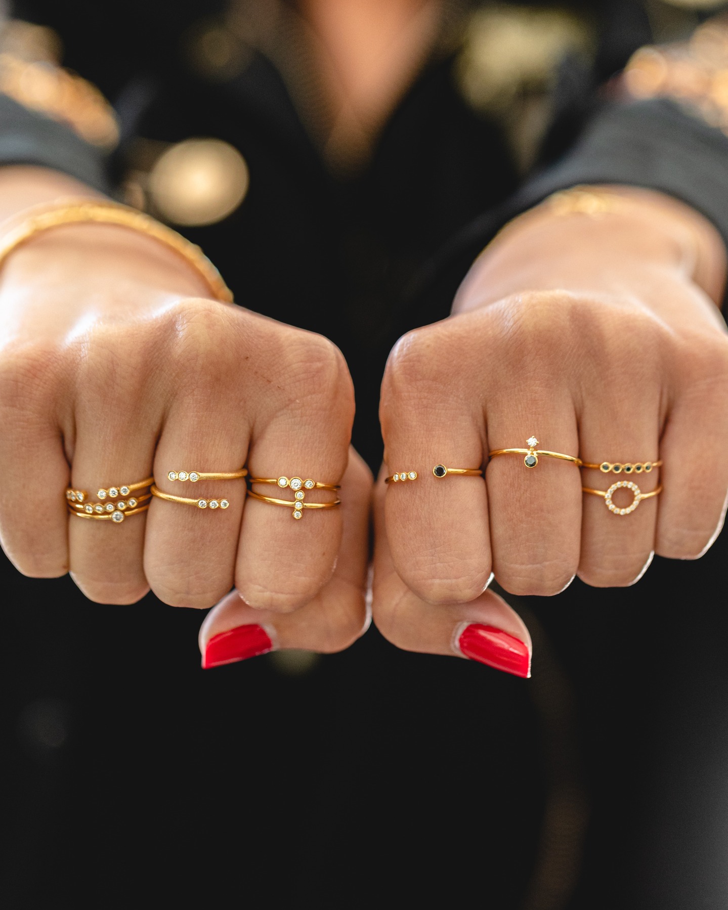 A whisper of sparkle, a hint of edge. ✨
Delicate contemporary bands, stacked in playful harmony — where bright white diamonds meet mysterious black ones.
Minimal, modern, and endlessly versatile… wear them solo or stack your story. 🖤🤍💛
#ring #goldring #stacks #blackdiamond #jewelry #goldjewelry #designerjewelry #StackingRings #diamondrings #JewelryAddict #HandmadeJewelry #DaintyRings #finejewelry #RingObsession