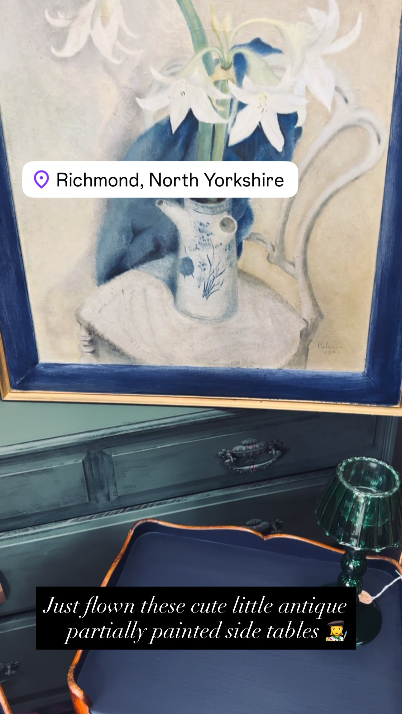 A little peek in the back this morning… #handpaintedfurniture #bespokeinteriors #artisanpainter #interiordesign #interiorstyling #slowinteriors #interiorstyling #interiorsourcing #interiors #reloved #bespokelampshadeservice