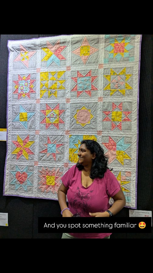 EKKA week! Today (Sunday) is the last day of the Ekka, the Royal Queensland Show. We went earlier in the week last week for a fun family outing. This is the second year I sent in three quilts for the Quilts across Queensland part of the show. I haven't won any awards yet (I mean have you seen some of the other quilts???) but what an honour to have my quilts be displayed and admired like this by soooo many people! What an honour 🫶🏾🙌🏾
Featuring, Star Struck Quilts, Mosaic Tile mini quilt, and Mosaic Ornaments quilt. All three pieced and quilted by me.
Thank you to the lovely people of Quilts across Queensland (presented by Pillow Talk) and the Ekka ❤️
@theekka #queenslandekka #theekka #cecesquiltsandthings #youngandmillennialquilters #quiltingmama #quiltsacrossqueensland #quiltsacrossqld2025