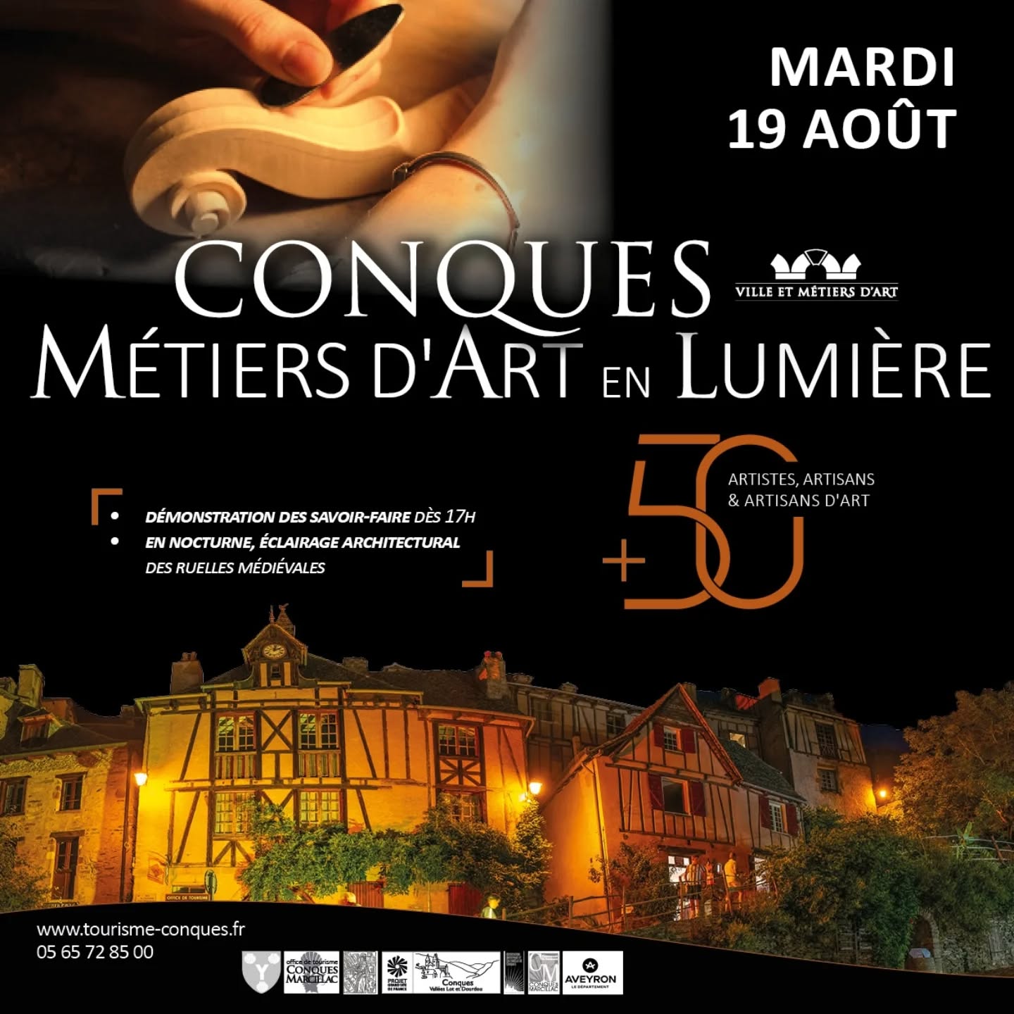 This is a fantastic evening, lots of very talented artisans and artists and to see Conques lit by candlelight is simply magical !