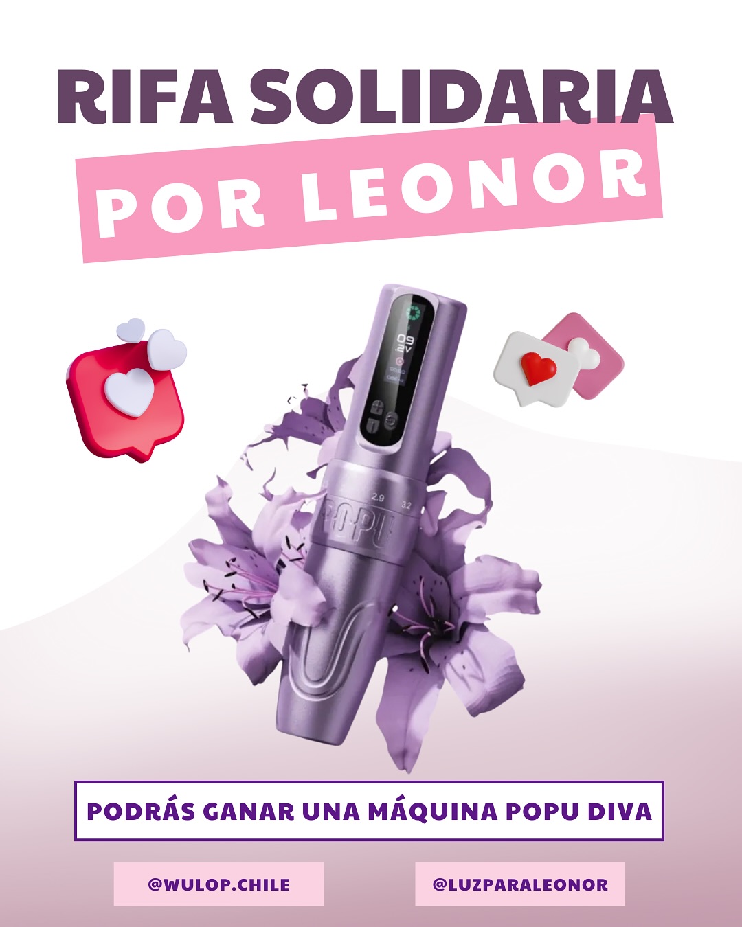 💜✨ RIFA SOLIDARIA POR LEONOR ✨💜
Este 30 de agosto, en el Congreso StarsCongress junto a @wulop.chile lanzamos una rifa muy especial para apoyar a Leonor, nuestra niña fénix, quien necesita viajar a España para acceder a un tratamiento vital contra el Síndrome de Dravet.
🎁 Premio: Máquina POPU Diva Wireless PMU Pen Machine (valor USD $289)
📅 Fecha del sorteo: 30 de agosto
📍 En StarsCongress junto a Wolup Chile
💲 Valor número: $5000
Cada número que compres es una chispa de esperanza ✨ que acerca a Leonor a su tratamiento.
📩 Escríbenos por DM para reservar tu número y ser parte de esta cadena solidaria.
Gracias por ayudarnos a ser luz para Leonor 🌟
#LuzParaLeonor #RifaSolidaria #StarsCongress #WolupChile #PMU #POPU #PMUChile #MicrobladingChile #PMUMachine