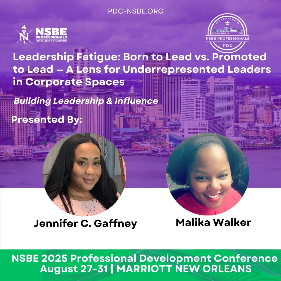 ๐จ Workshop Spotlight! ๐จ
Leadership Fatigue: Born to Lead vs. Promoted to Lead โ A Lens for Underrepresented Leaders in Corporate Spaces
๐ Track: Building Leadership & Influence
๐ฃ Facilitators: Jennifer C. Gaffney & Malika Walker
Explore the unique challenges faced by underrepresented leaders in corporate environments, and gain strategies to navigate leadership fatigue while embracing your authentic leadership style.
๐ฌ Ready to lead with resilience and purpose? Tag a leader who needs to join this session!
#NSBEPDC2025 #NSBEProfessionals #BlackInSTEM #ThePowerOfUs ๐๐ค #BuildConnectElevate #WorkshopSpotlight