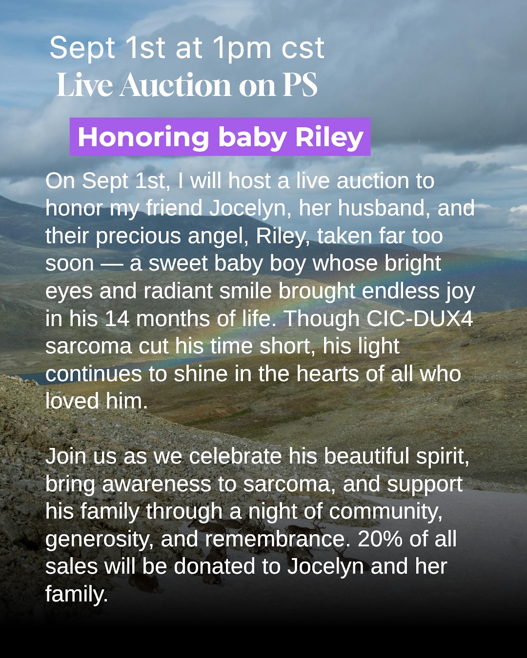 Riley battled CIC-DUX4 sarcoma and it took his life just before he turned 14 months old. This type of cancer is so rare, especially in babies his age, that it’s almost unheard of and currently there is no cure or standard treatment. All we can do is bring awareness and hope that someday soon there will be a standardized treatment for this horrific disease. Riley was such a strong fighter and unfortunately this cancer took him from the world.
A few facts CIC-DUX4 sarcomas:
- CIC-DUX4 sarcoma was only clearly identified as a distinct tumor in the early 2000s, and better diagnostic genetic testing has only become common in the last 10–15 years.
- CIC-DUX4 sarcoma has probably around 50–100 new cases per year in the U.S. and maybe a few hundred worldwide annually.
- It’s caused by a gene fusion between CIC and DUX4 genes, which makes the tumor grow uncontrollably.
- Unlike some childhood tumors linked to inherited syndromes, CIC-DUX4 sarcoma is not hereditary — it happens by chance during cell growth.
- Many oncologists have never treated this tumor before and will most likely never see it.
- There are only a few documented cases in children under 5, and even fewer in babies under 1 year old worldwide.
- Majority of people who are diagnosed with CIC-DUX4 sarcomas don’t make it past 14 months.
Please help me to spread awareness of this horrible cancer and share this fundraiser for Riley’s story, his parents, and all those who love him.
This auction is something I am organizing personally, and is not affiliated with Palmstreet. 💛
🗓️ September 1st at 1pm cst
📍 link in bio for @palmstreetapp page
🌸 20% of proceeds will go to Jocelyn & her family
✨ If you would like to donate plants for the auction, please send me a message — every contribution makes a difference. ✨
Thank you to those who have already reached out and plan to donate!
Please go to my Palmstreet page and subscribe to the auction. 💚
Together, let’s celebrate his beautiful spirit and support his family with love and generosity. 💙🦋
#sarcomaawareness #littleangel #rileydennick #plantauction #cancerawareness #aroidsofinstagram #aroidlover #aroidsociety #anthurium #auctionforacause