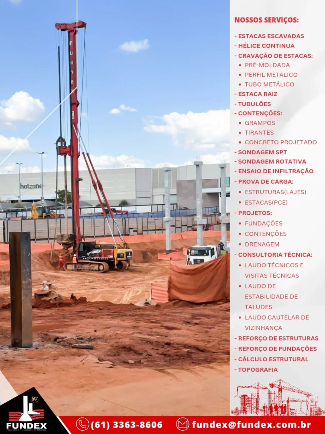🚧 Fundação sólida para um novo capítulo do ParkShopping Brasília!
A Fundex, referência nacional em geotecnia e fundações, está executando o serviço de Hélice Contínua, garantindo:
✅ Velocidade na execução
✅ Precisão no alinhamento e profundidade
✅ Segurança e desempenho estrutural
🏗️ Mais de 50 anos de experiência sustentando grandes obras no Brasil!
📍 ParkShopping Brasília – Obra de Extensão
📞 (61) 3363-8606 | 📧 fundex@fundex.com.br
#Fundex #HeliceContinua #Fundações #Geotecnia #Obras #ParkShopping #EngenhariaCivil #infraestrutura