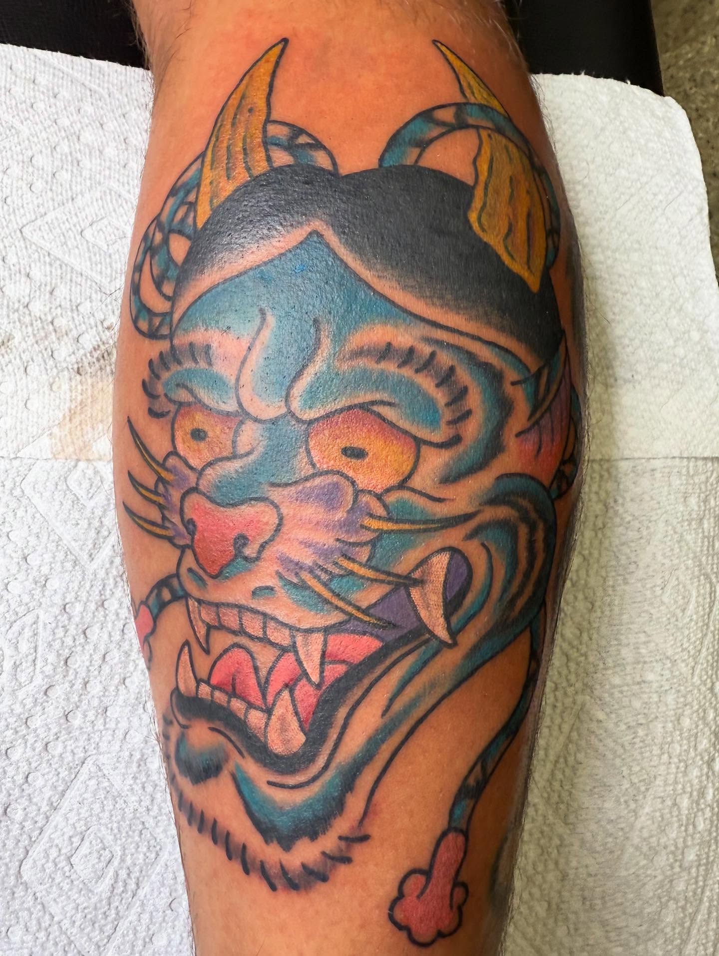 Tiger Hannya for Tim! Picked off one of my recent paintings. Thanks for snagging it! Would love to do more like this! Still got some random time in August/September. DM to set up your next tattoo!🫵
@cybertrontattoostudio